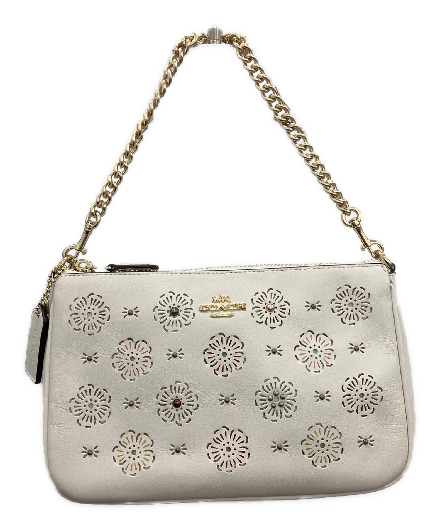 中古・古着通販】COACH (コーチ) チェーンショルダーバッグ ホワイト