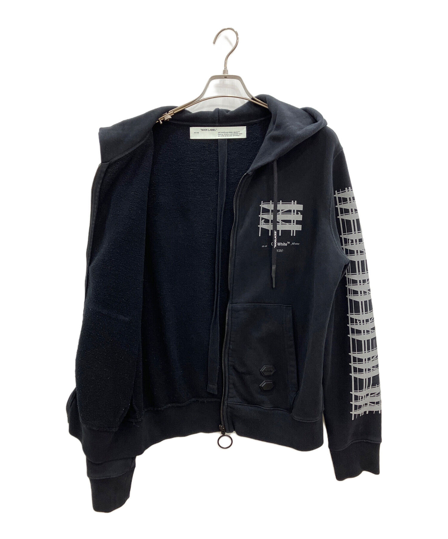 【未使用品・タグ付き】 ブラック トレーナー BT698 O 中古・古着通販】OFFWHITE (オフホワイト) ジップアップスウェット