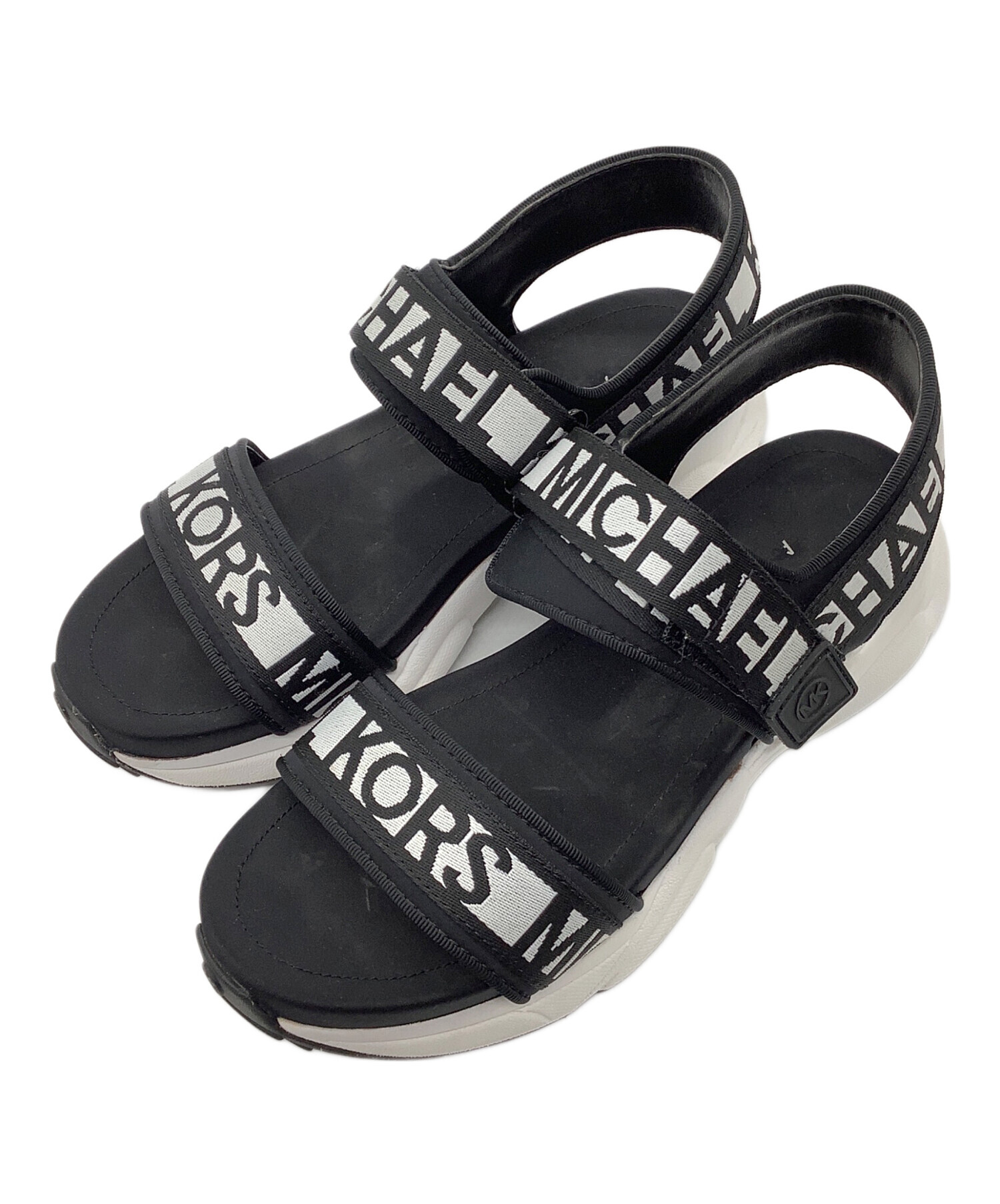 MICHAEL KORS ロゴストラップ サンダル ブラック 中古・古着通販】MICHAEL KORS (マイケルコース) ストラップサンダル