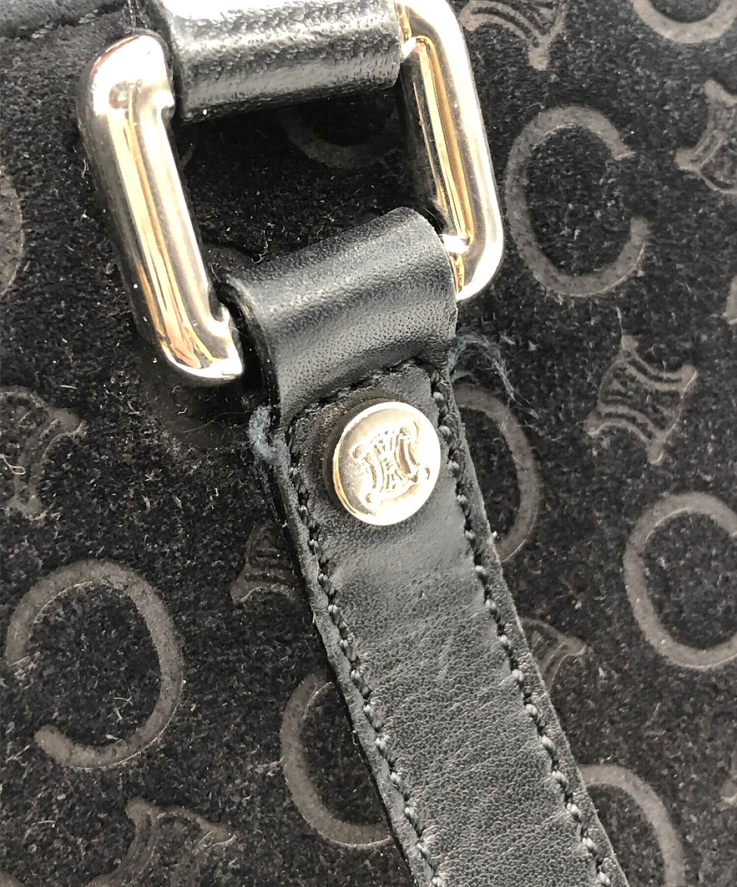 セリーヌ　CELINE スエード　レザーバッグ　ハンドバッグ　Cマカダム　保存袋 セリーヌ CELINE スエード レザーバッグ ハンドバッグ Cマカダム 保存