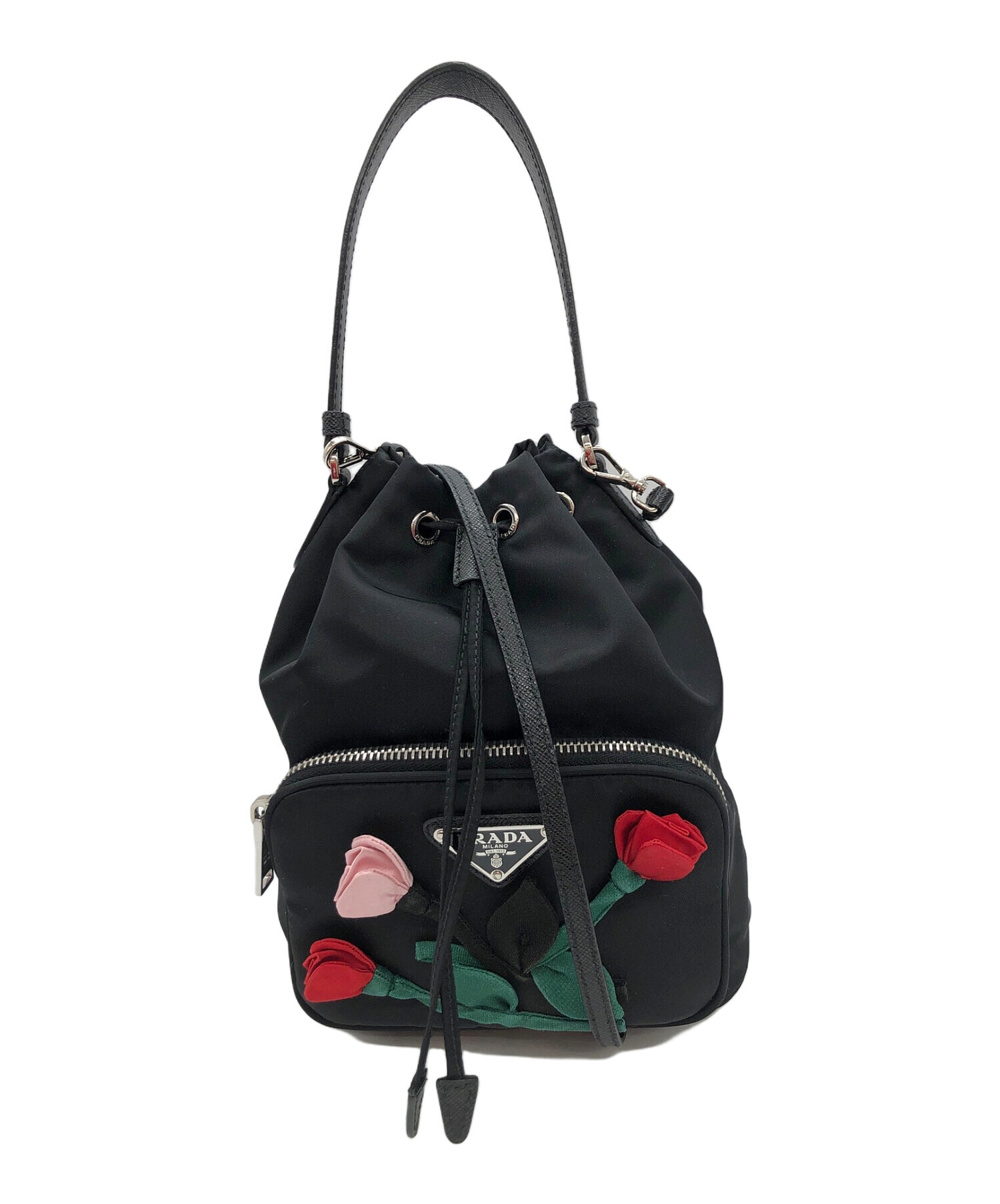 PRADA ブラック ナイロン 巾着バッグ