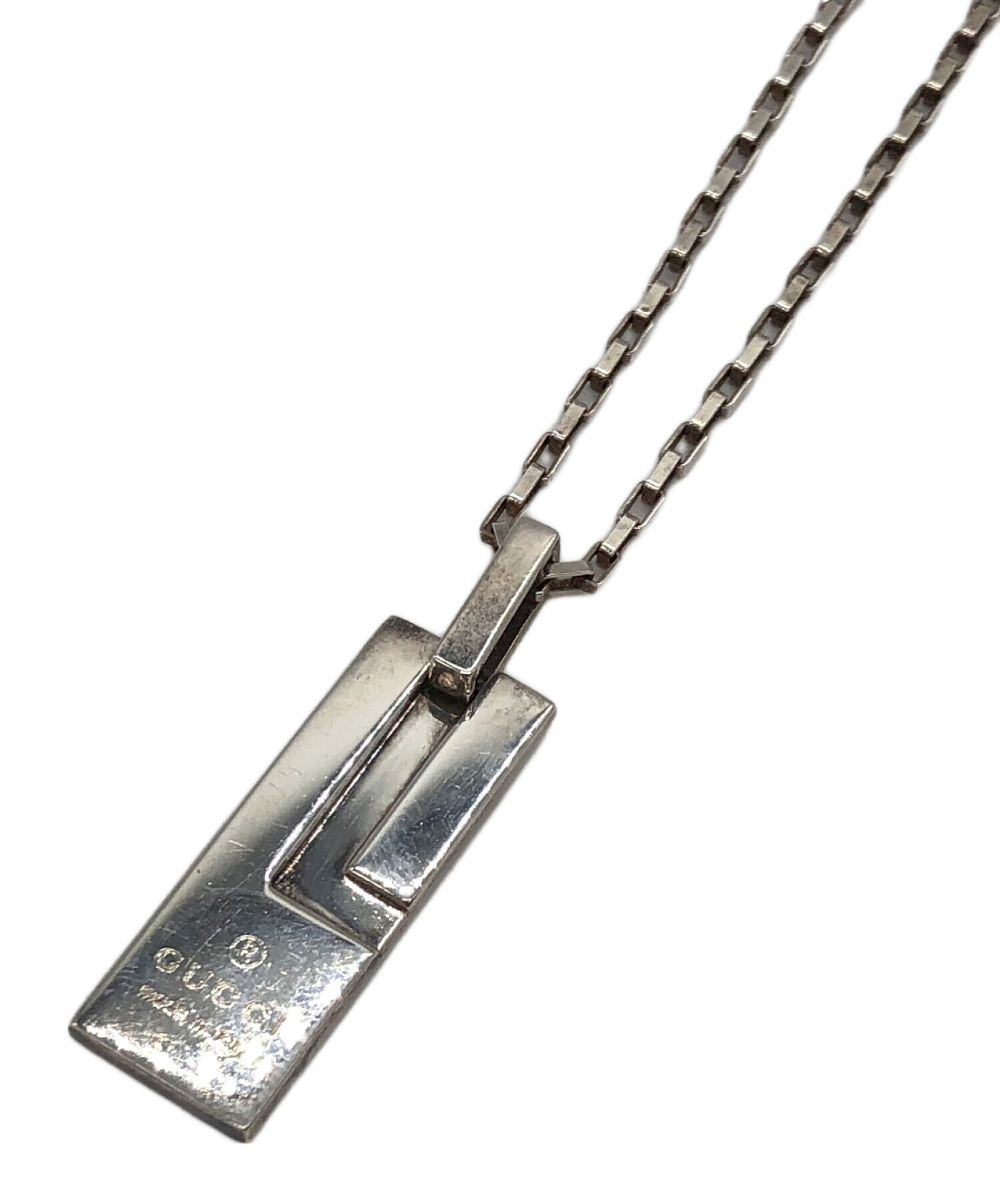 オールド　グッチ　Gプレート　ネックレス　シルバー　喜平チェーン　y2k GUCCI グッチ ネックレス プレート シルバー925 シルバー