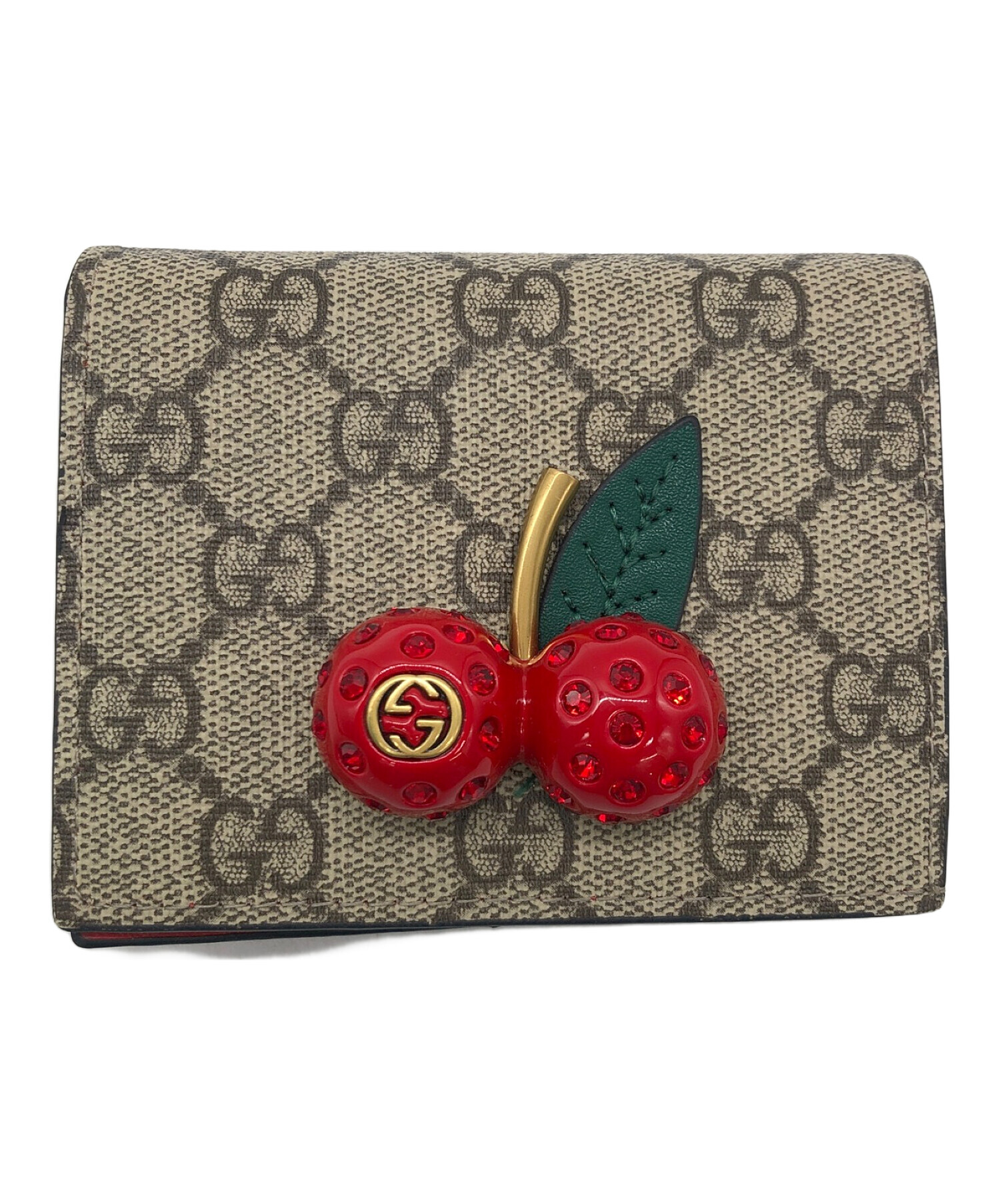 GUCCI グッチ GGキャンバス 長財布 チェリーモチーフ ビーズ欠品あり GUCCI グッチ GGキャンバス 長財布 チェリーモチーフ ビーズ欠品あり