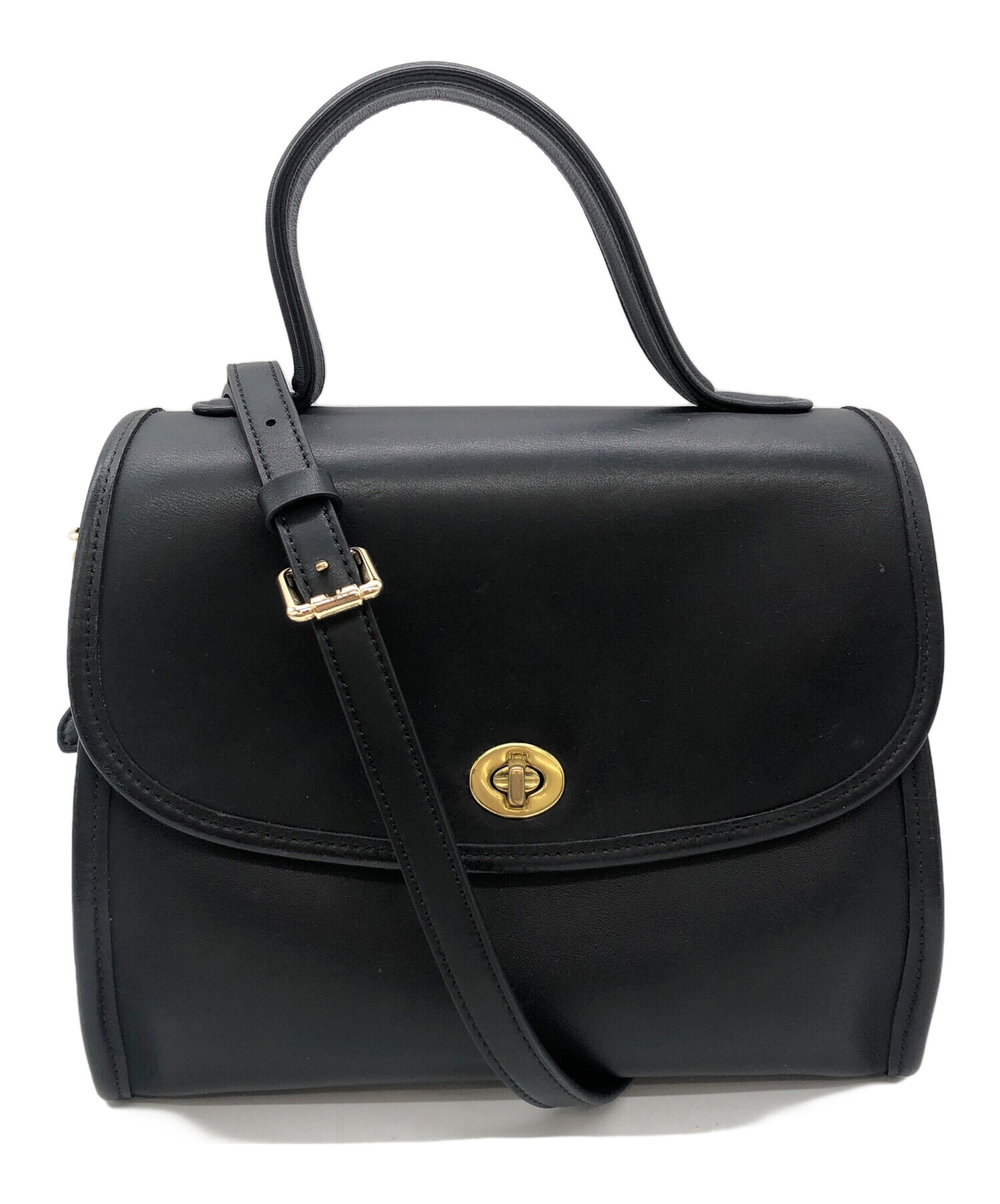 OLD COACH ハンドバッグ 2way ターンロック ブラック 9977 中古・古着通販】COACH (コーチ) ターンロック2WAYバッグ ブラック