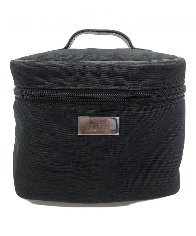 GUCCI グッチ バニティバッグ ナイロン ポーチ ブラック 箱付き 中古・古着通販】GUCCI (グッチ) バニティポーチ ブラック｜ブランド