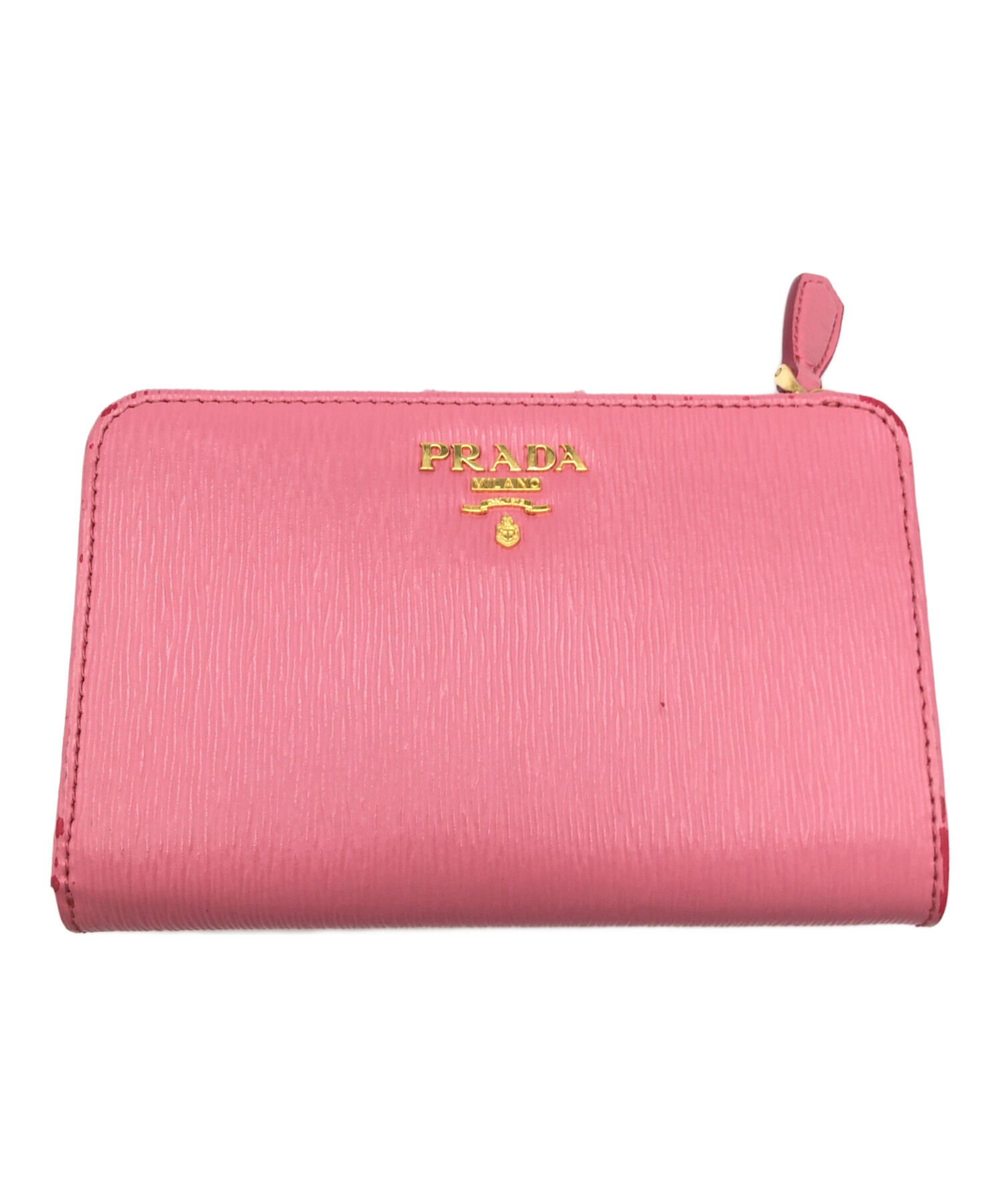 中古・古着通販】PRADA (プラダ) 2つ折り財布 サフィアーノ ピンク 