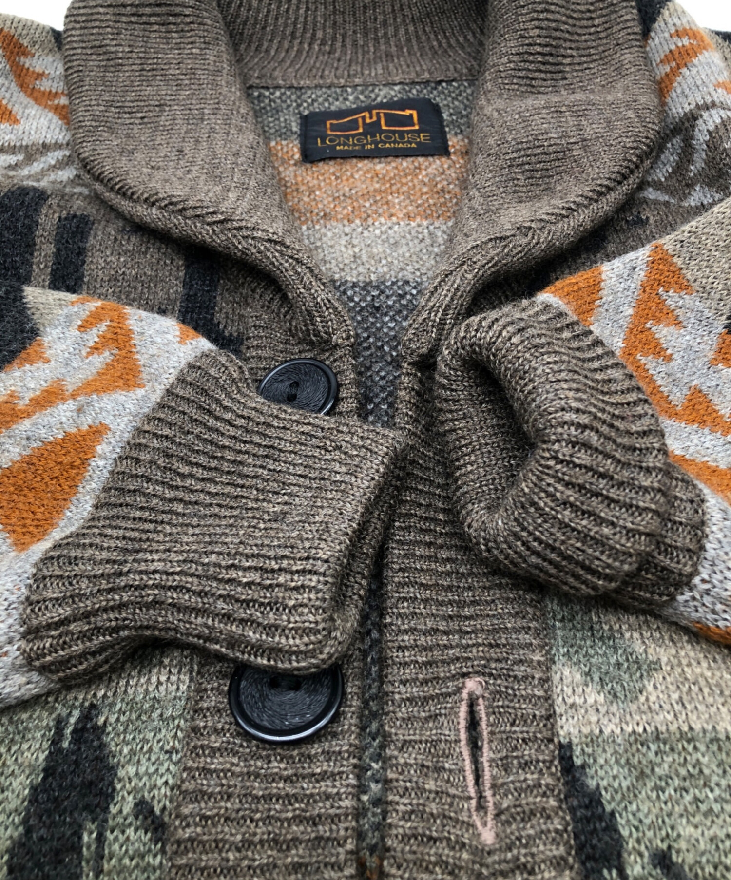 LONGHOUSE ロングハウス 42 トナカイ柄 ウッドボタンカウチンセーター