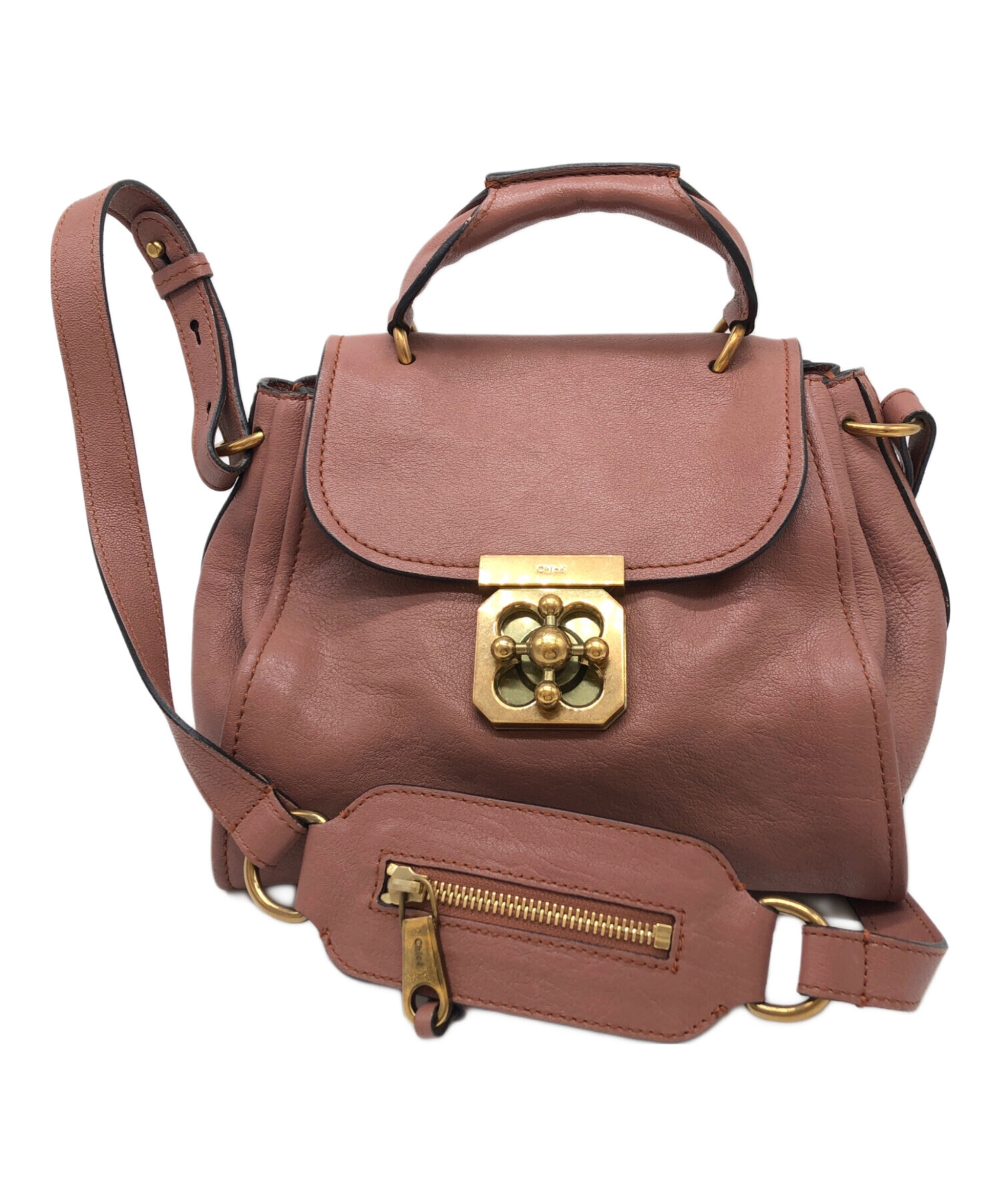 Chloe ショルダー エルシー 美品Chloeクロエレザー 赤 ハンドバッグ