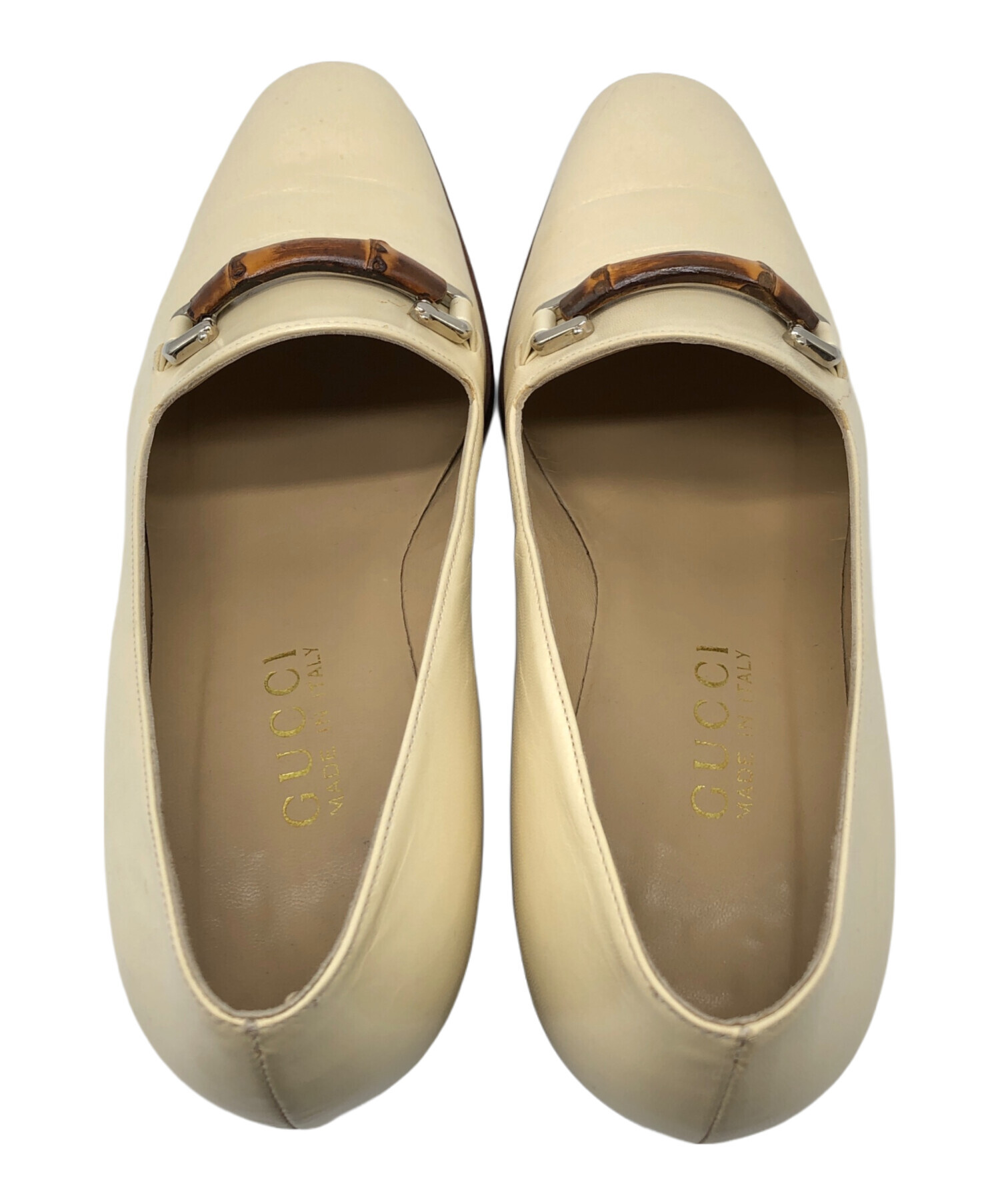 中古・古着通販】GUCCI (グッチ) バンブービットローファー アイボリー 