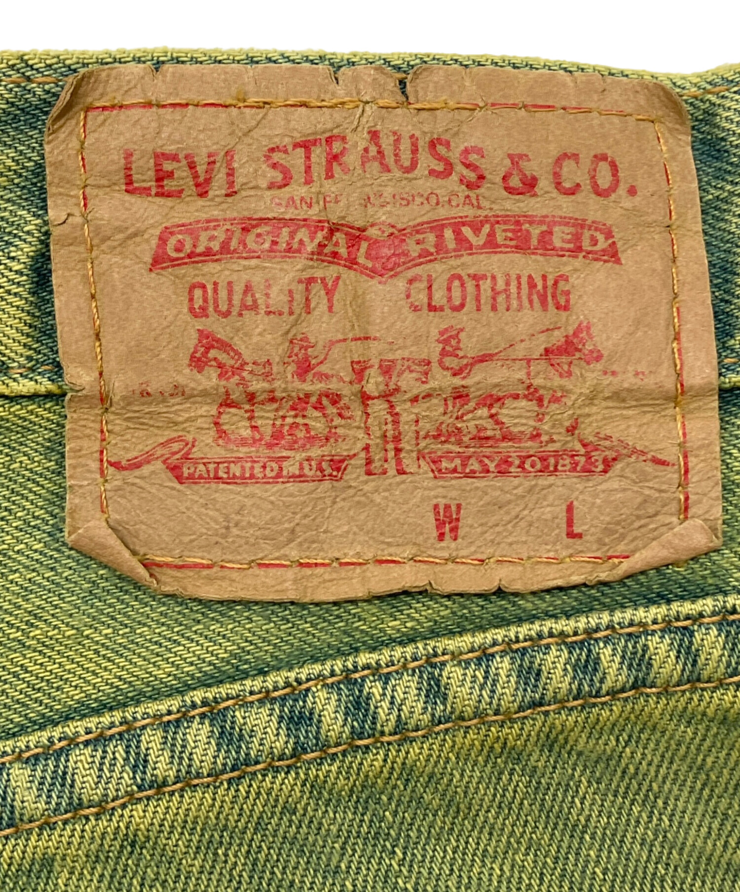 手染め素材 505 中古・古着通販】LEVI'S (リーバイス) 00s 505後染めデニムパンツ 釦裏