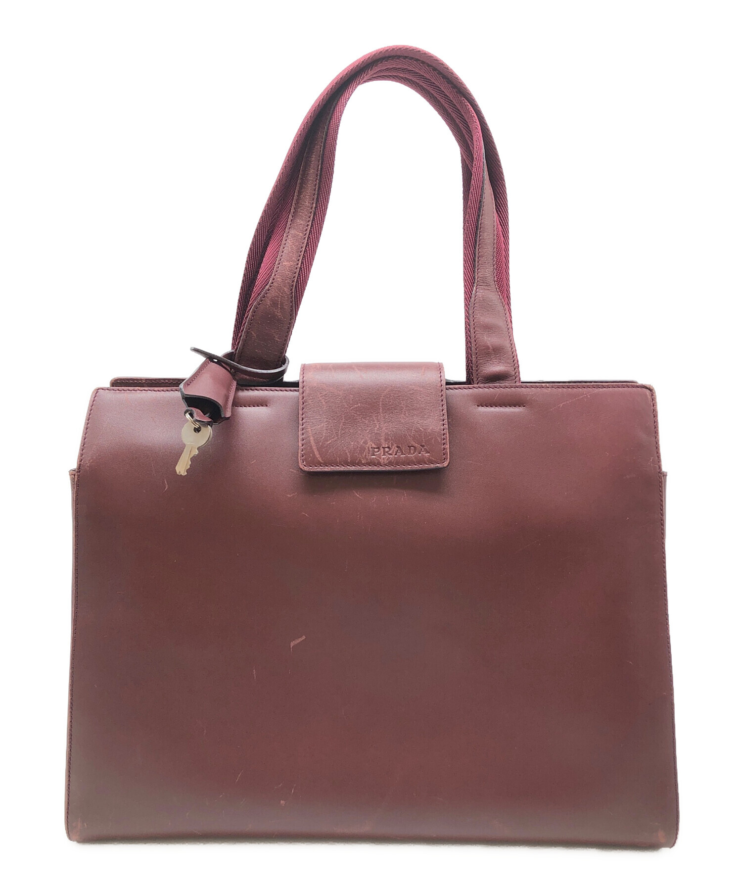 中古・古着通販】PRADA (プラダ) ハンドバッグ ワインレッド｜ブランド
