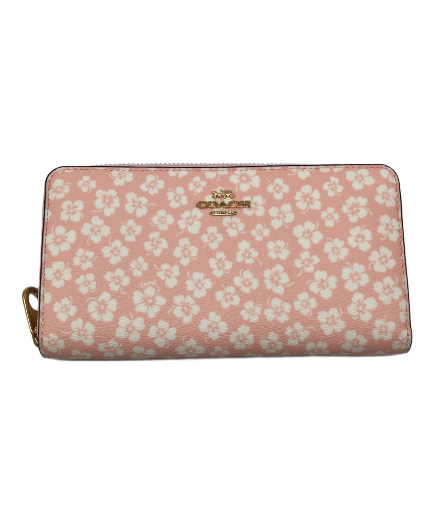 中古・古着通販】COACH (コーチ) ラウンドファスナー財布 花柄 ピンク