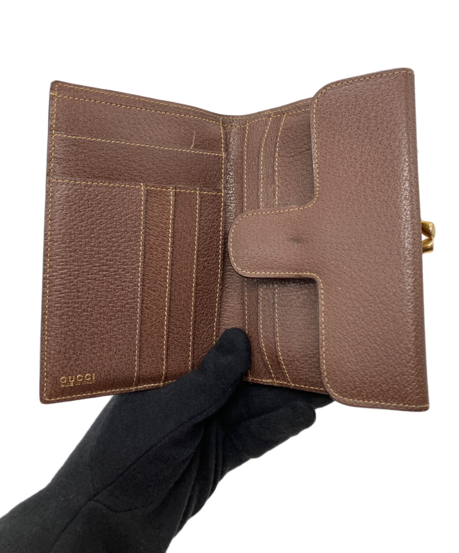 中古・古着通販】GUCCI (グッチ) 3つ折り財布 ブラウン｜ブランド