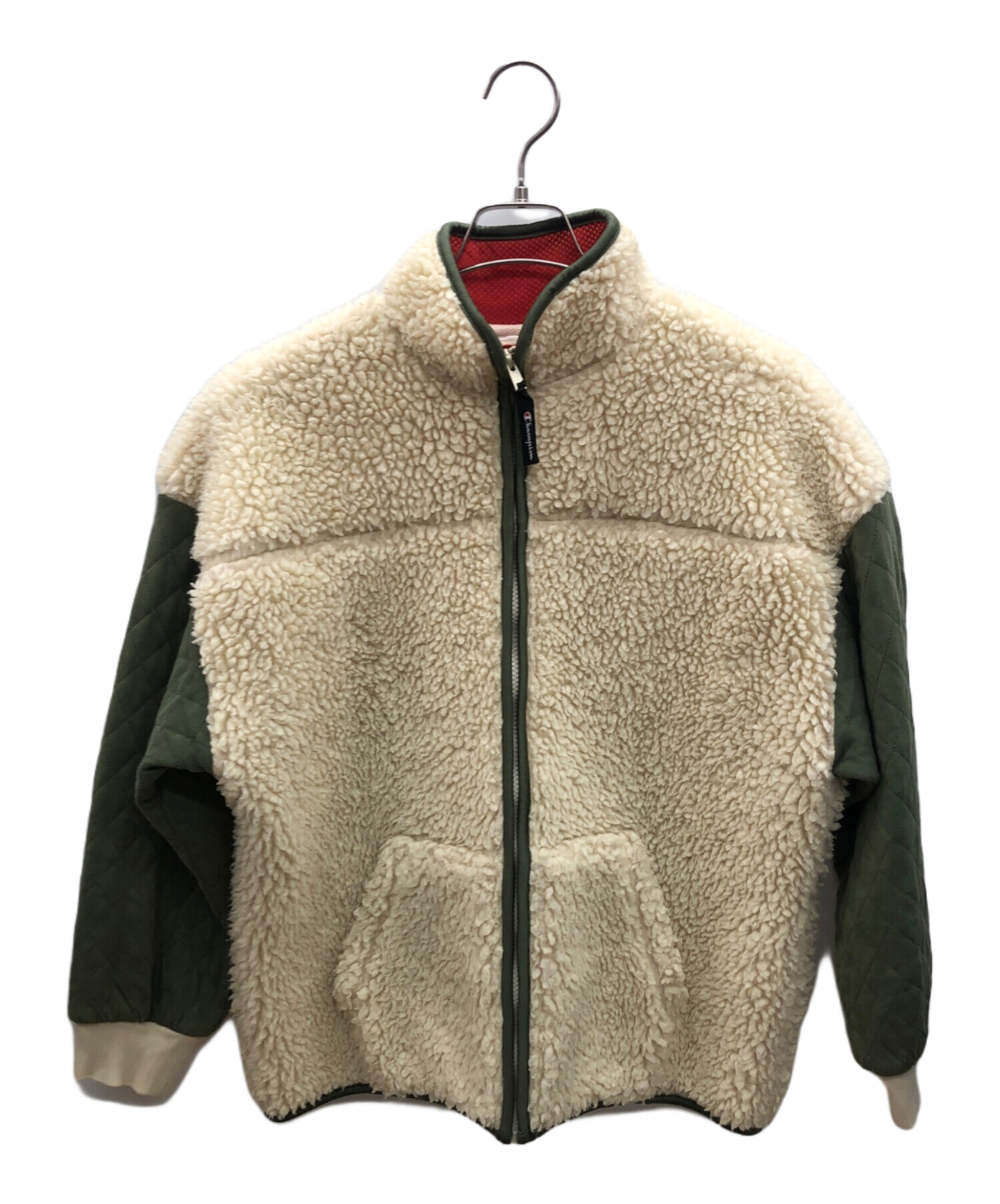 【Champion／チャンピオン】ジップアップフリース ボアブルゾン・Mホワイト Champion（チャンピオン） ブルゾン アウター 「WEB限定」「Champion