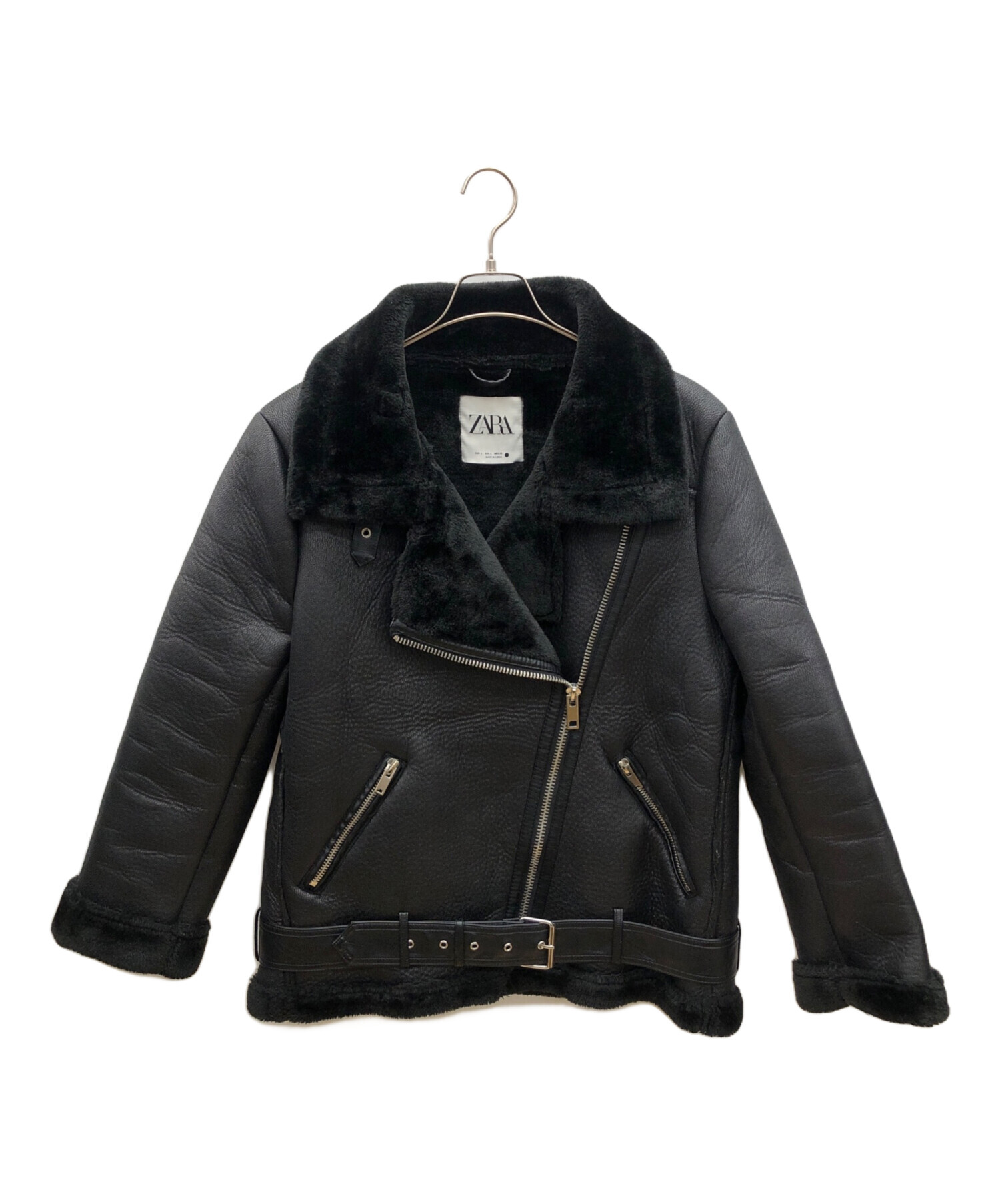 中古・古着通販】ZARA (ザラ) フェイクムートンライダースジャケット