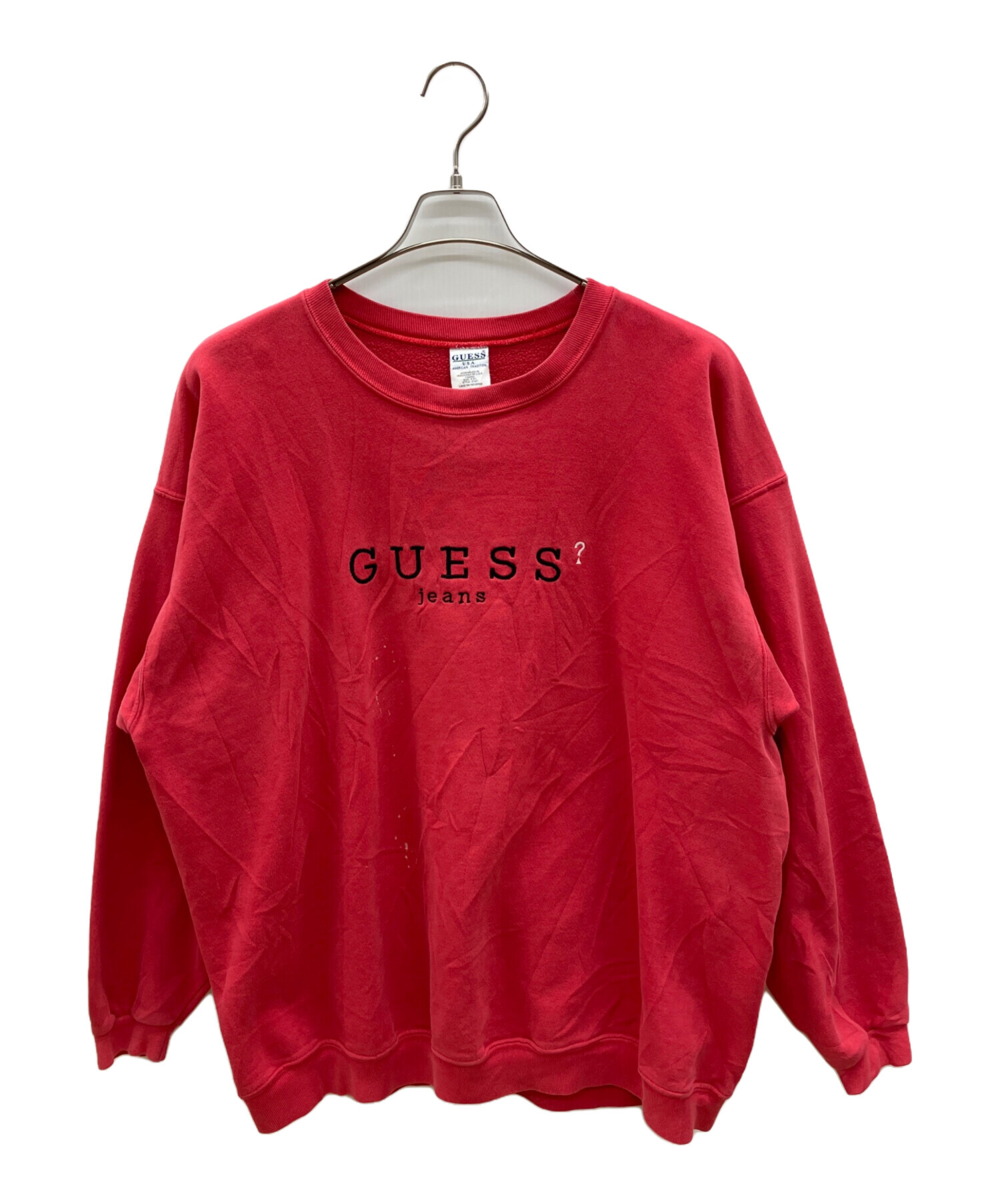 90s GUESS スウェット USA製 フルーツオブザルーム vintage 中古・古着通販】GUESS (ゲス) 90s刺繍スウェット USA製 古着 レッド