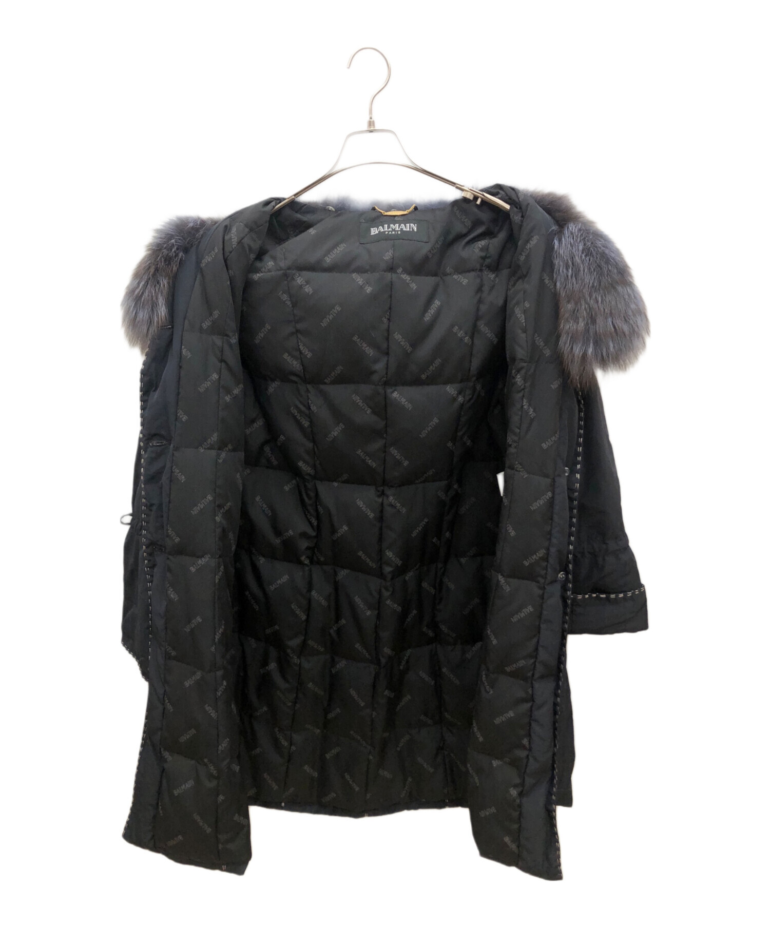 中古・古着通販】BALMAIN (バルマン) ファー襟ダウンコート ブラック