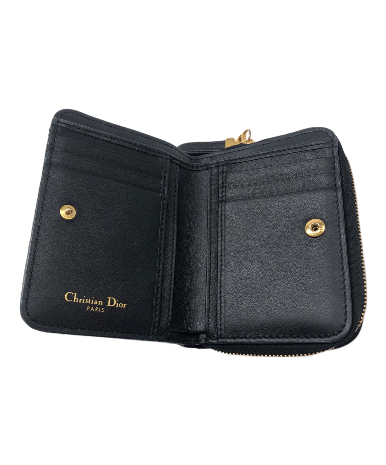 Christian Dior ディオール カナージュ 二つ折り財布 ブラック Christian Dior（クリスチャン・ディオール） 【新品】Christian Dior