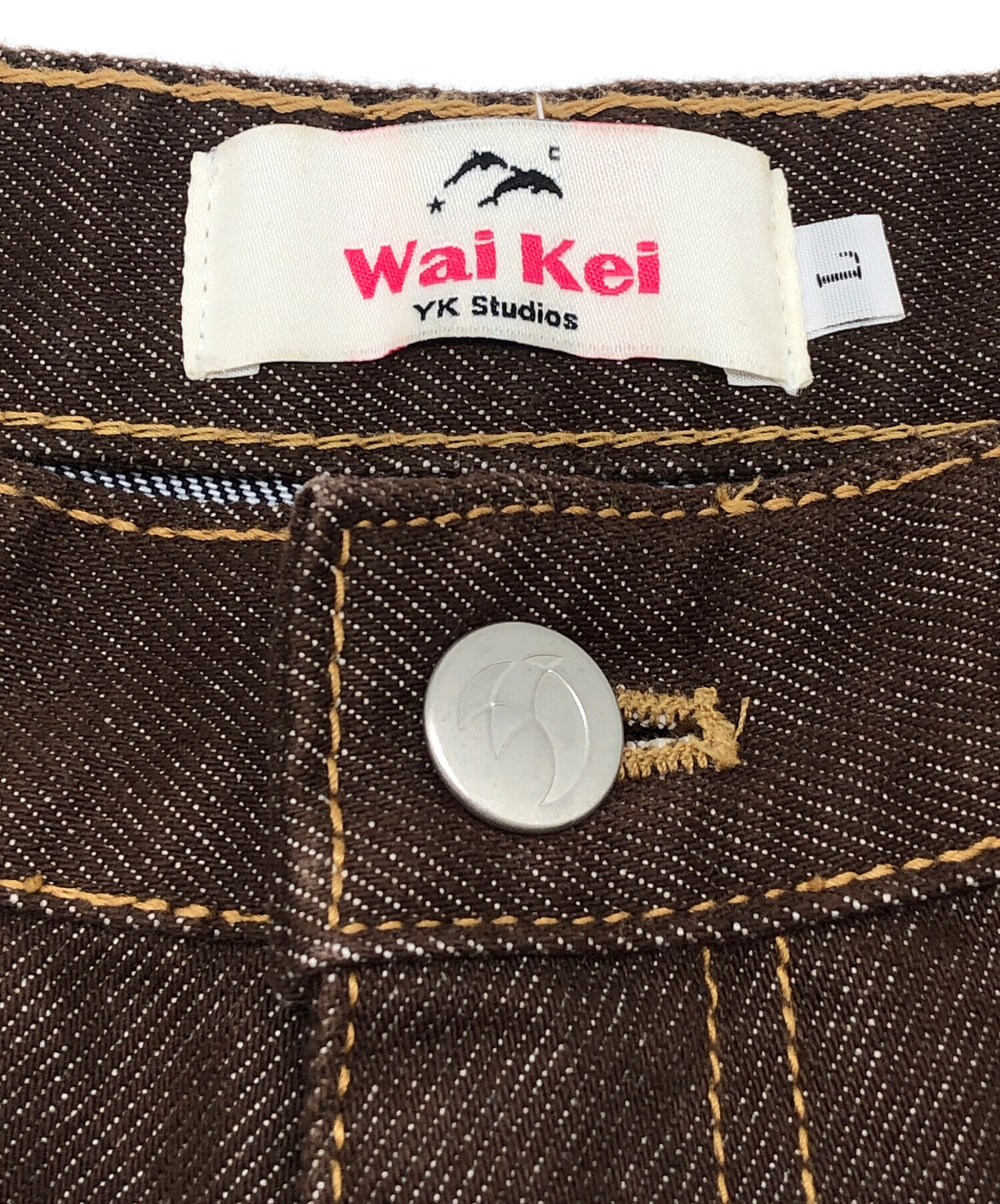 中古・古着通販】WAIKEI (ワイケイ) デニムパンツ ブラウン×ネイビー