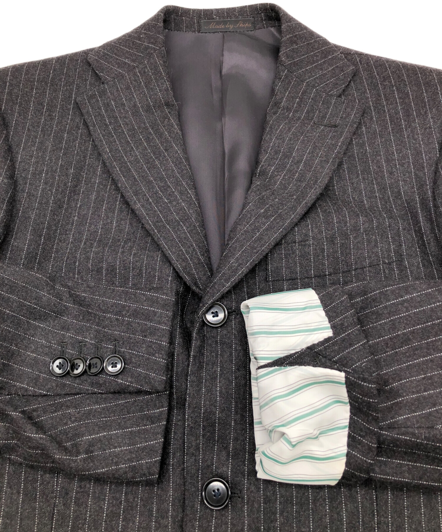 SHIPS スーツ セットアップ ツイード グレー イタリア産 ビジネス 中古・古着通販】SHIPS (シップス) セットアップスーツ FOX all wool