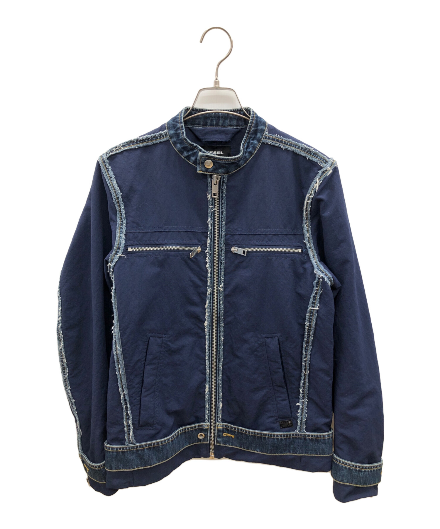 DIESELディーゼル シングルライダース デニムジャケット ITALY製 XL 中古・古着通販】DIESEL (ディーゼル) デニム切替シングルライダース