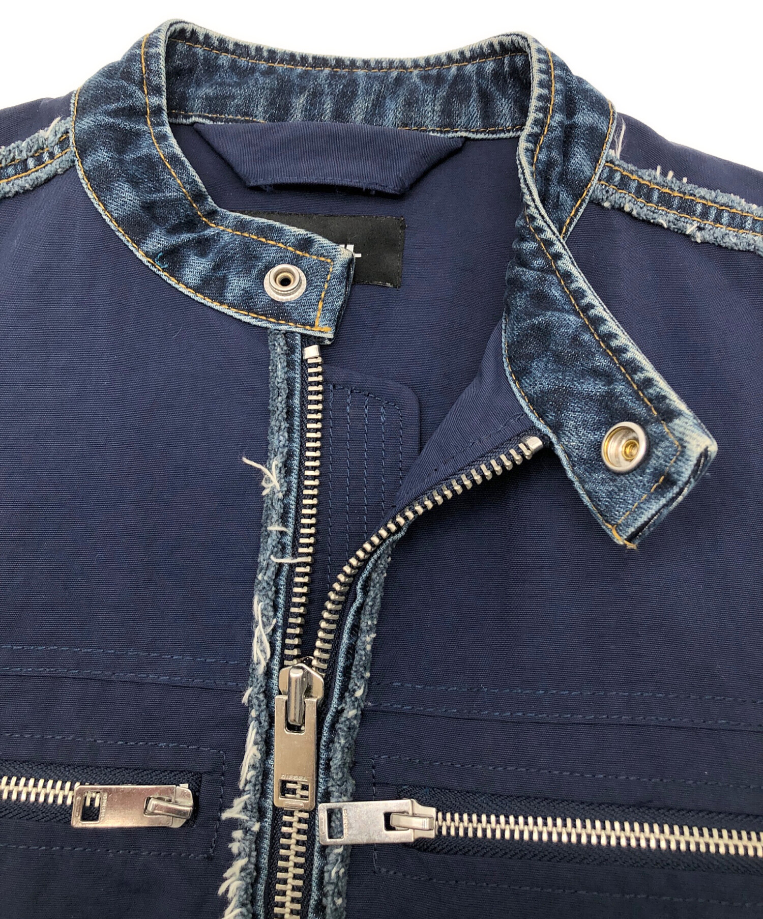 中古・古着通販】DIESEL (ディーゼル) デニム切替シングルライダース