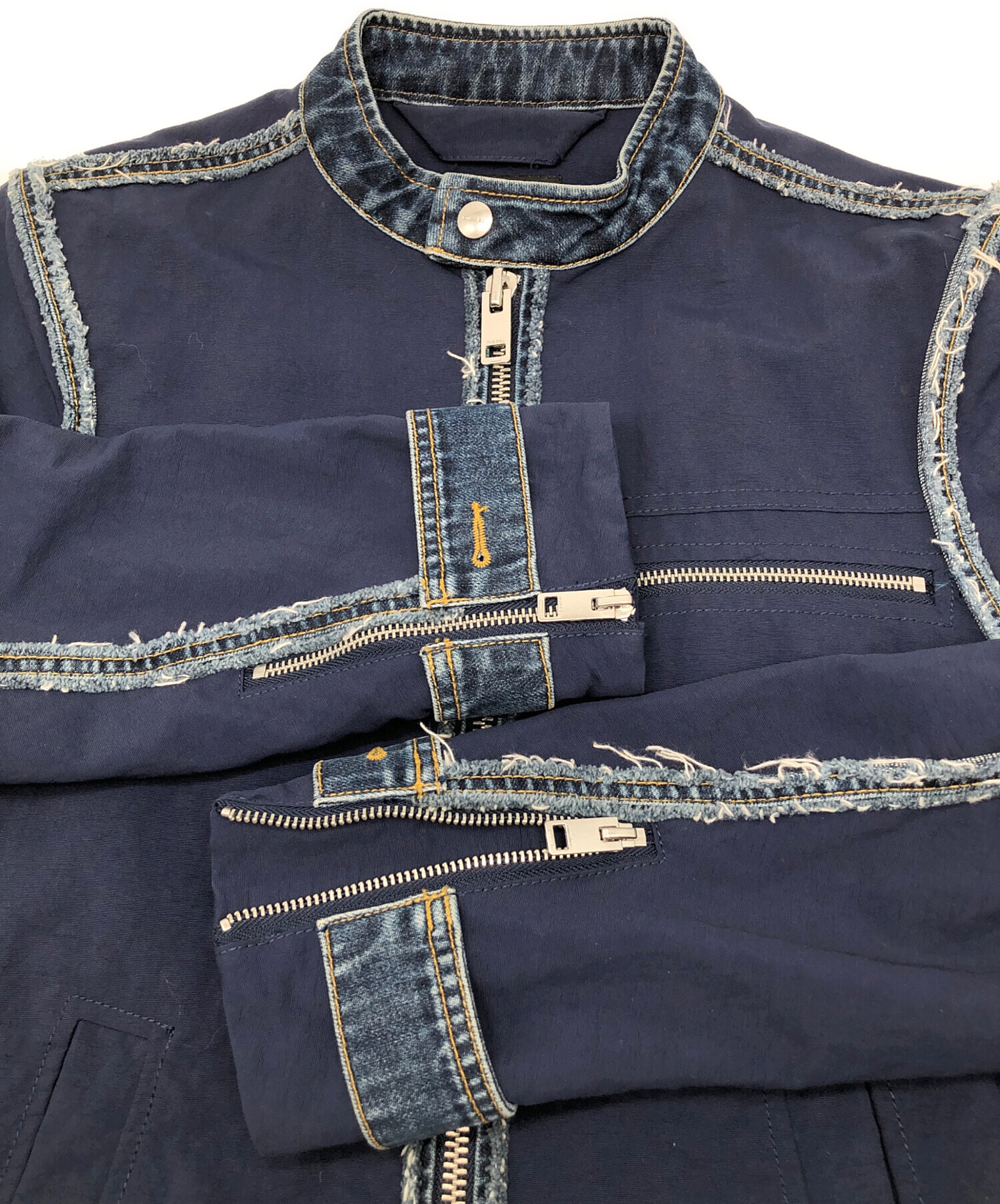 DIESELディーゼル シングルライダース デニムジャケット ITALY製 XL 中古・古着通販】DIESEL (ディーゼル) デニム切替シングルライダース