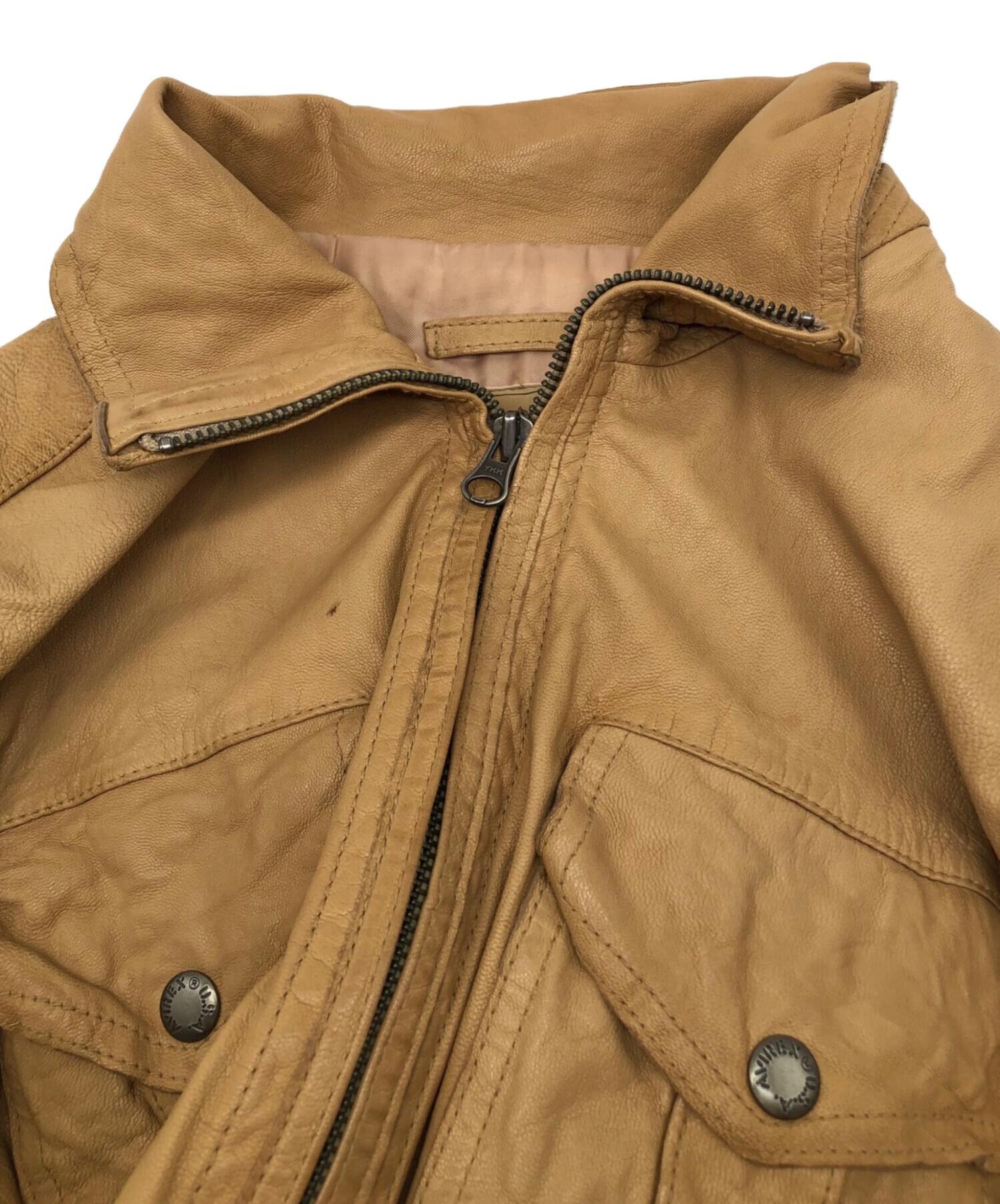 中古・古着通販】AVIREX (アヴィレックス) レザージャケット ベージュ