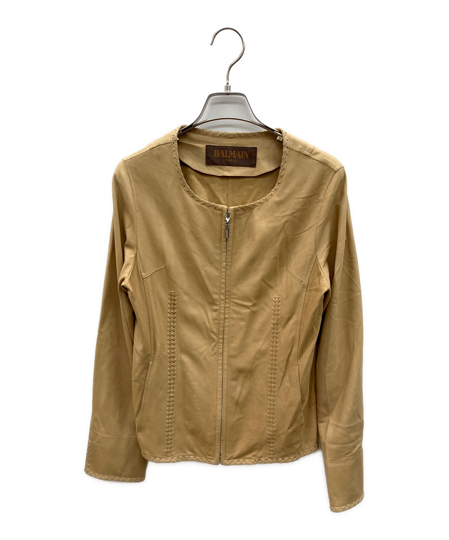 中古・古着通販】BALMAIN (バルマン) ゴートレザージャケット ブラウン