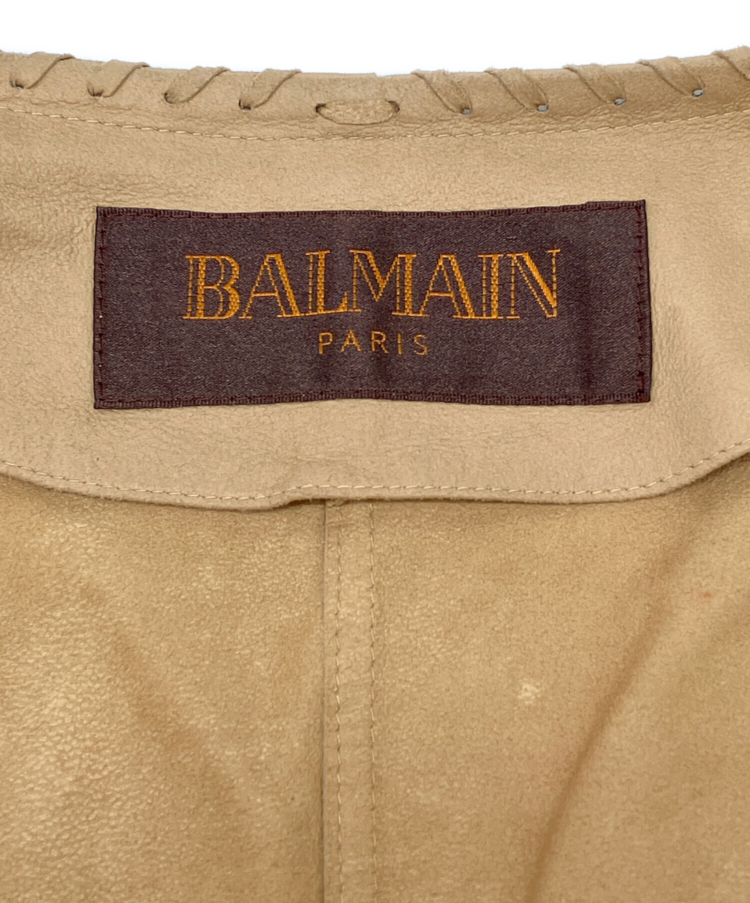中古・古着通販】BALMAIN (バルマン) ゴートレザージャケット ブラウン