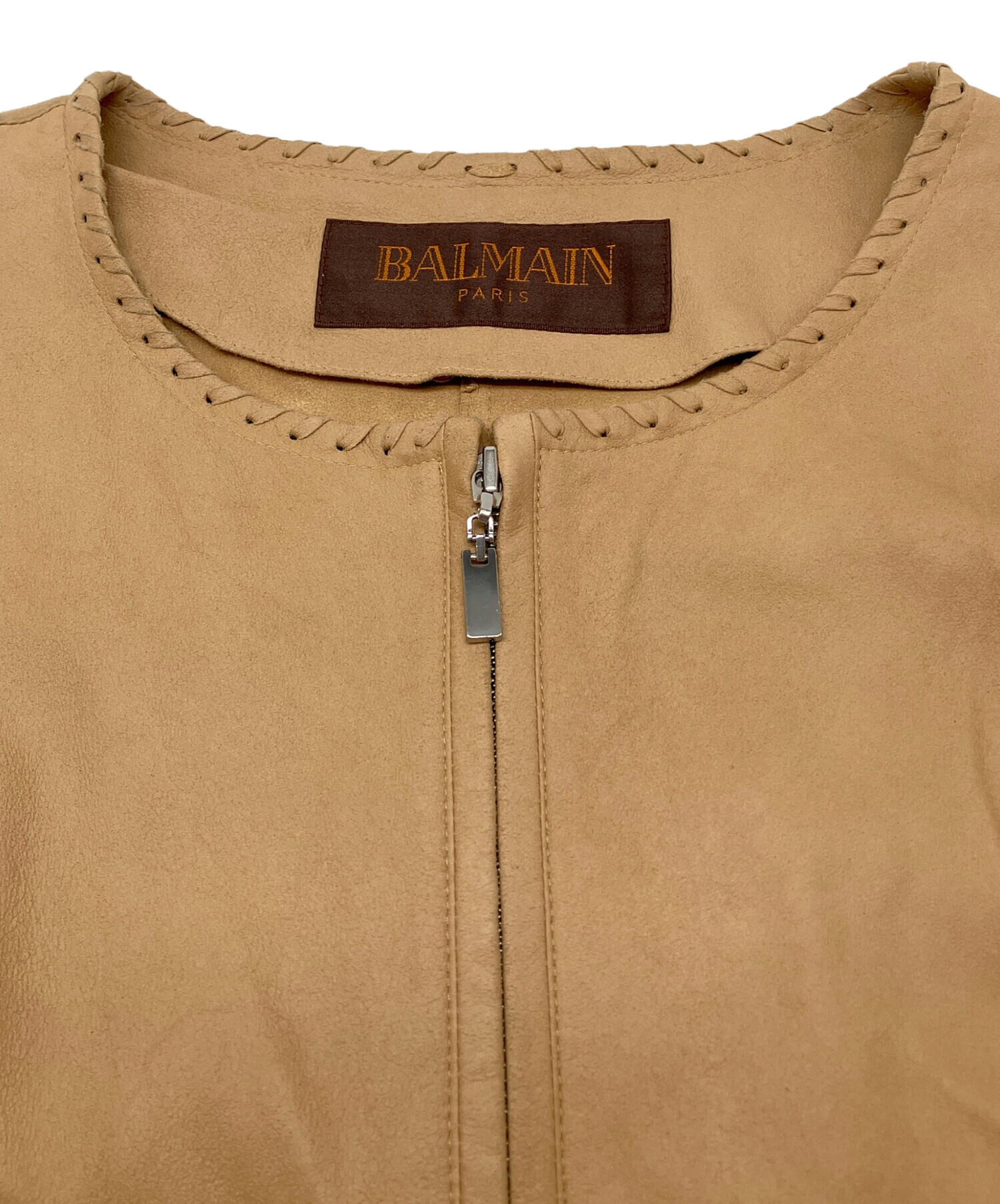 中古・古着通販】BALMAIN (バルマン) ゴートレザージャケット ブラウン