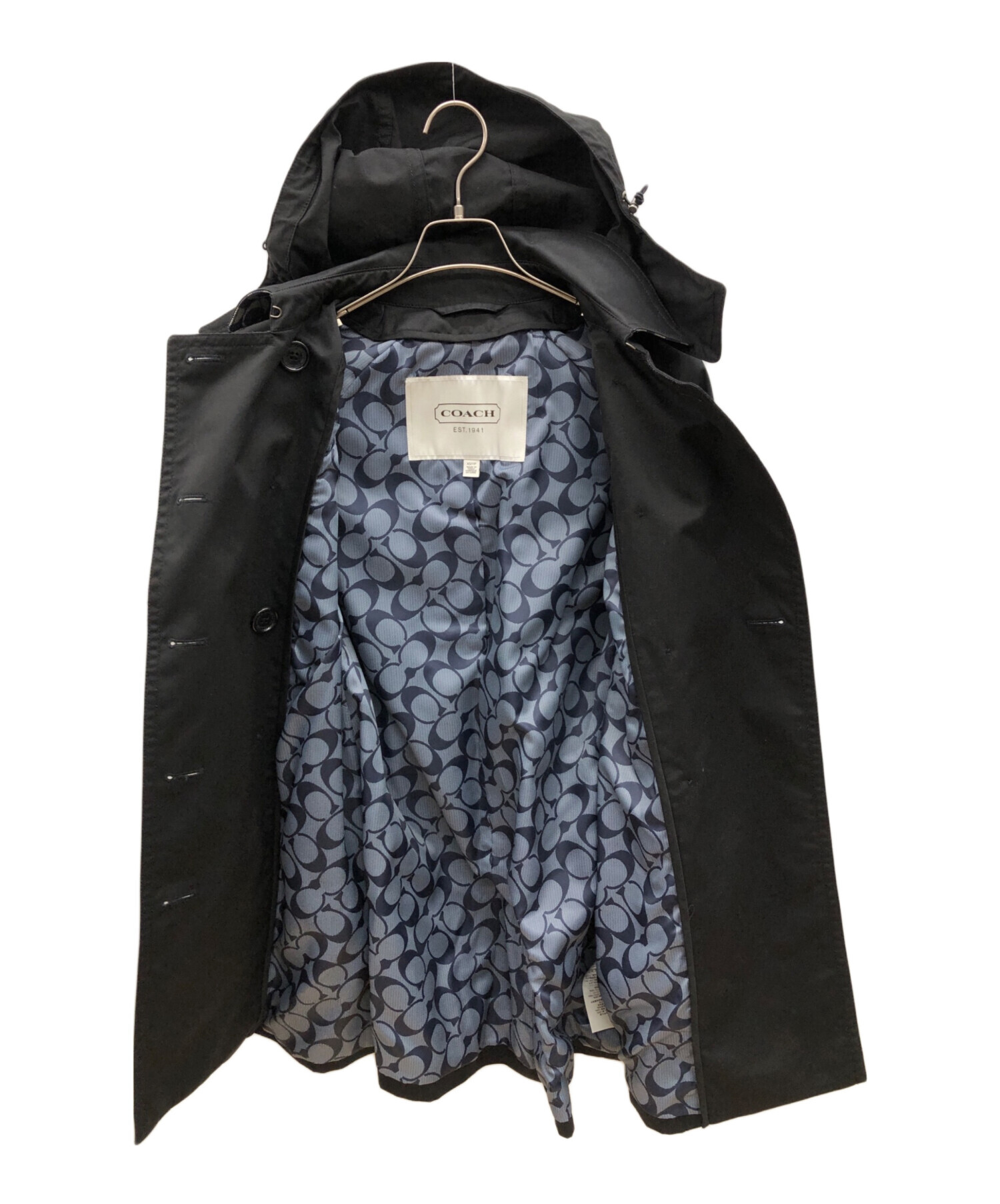 中古・古着通販】COACH (コーチ) トレンチコート ブラック サイズ:XS