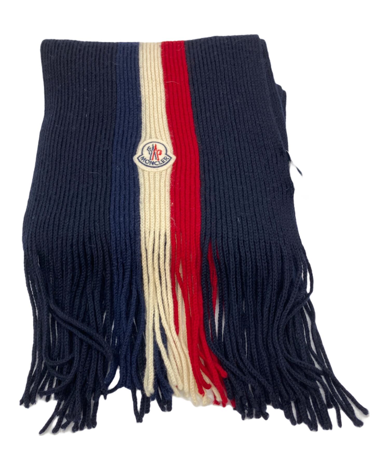 美品 モンクレール MONCLER マフラー トリコロール MONCLER モンクレール ウール100％ トリコロール マフラー ブランド
