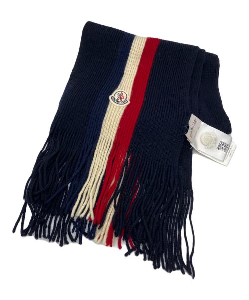 MONCLER トリコロールカラー　ウールマフラー 中古・古着通販】MONCLER (モンクレール) フリンジマフラー