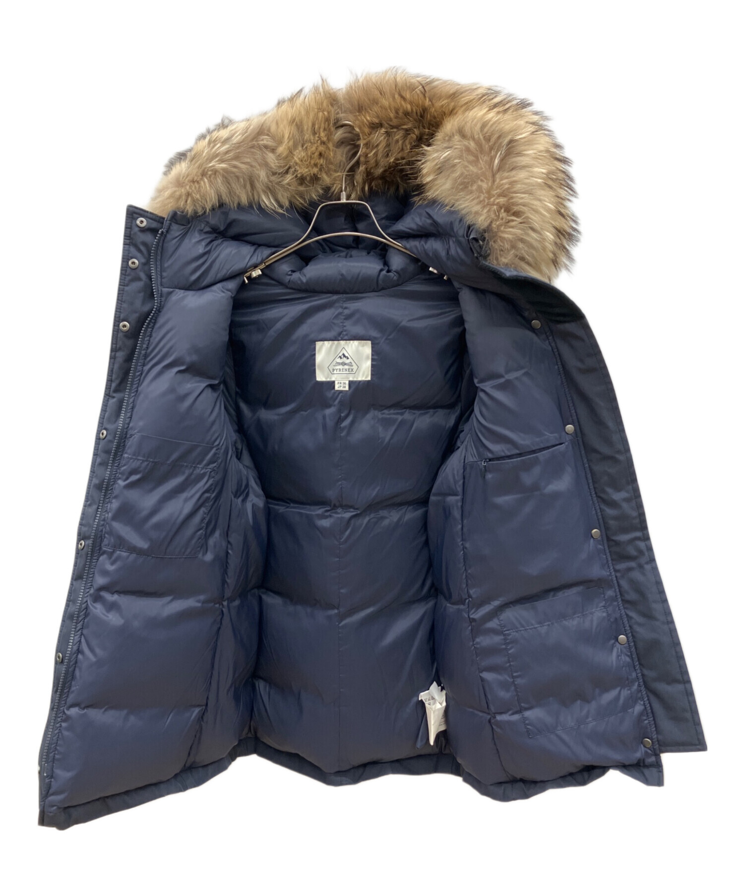 PYRENEX ネイビー ファー付ダウンジャケット ピレネックス アヌシー 