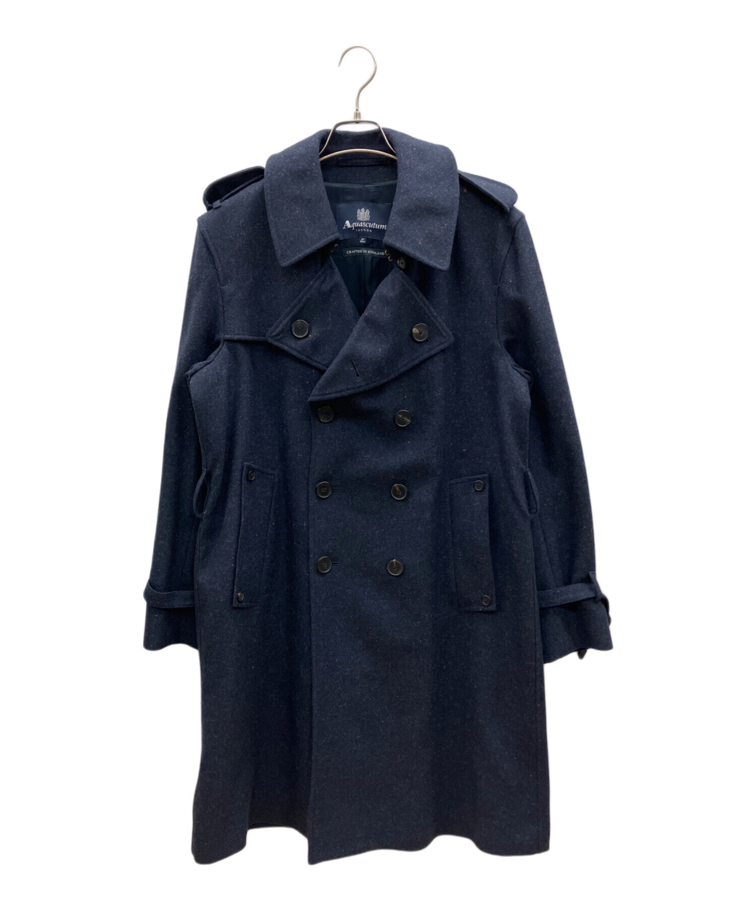 【極美品】Aquascutum トレンチコート ネイビー 38サイズ 未使用級 中古・古着通販】Aquascutum (アクアスキュータム) トレンチコート