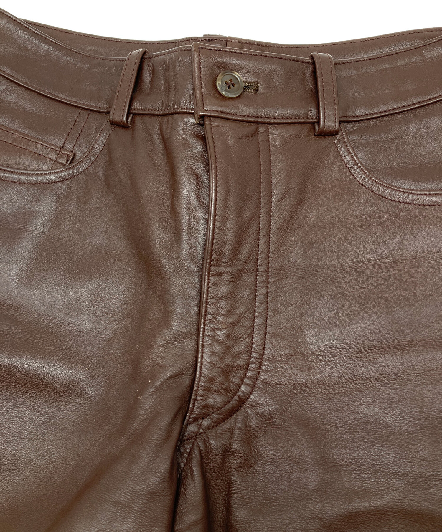 中古・古着通販】PAUL SMITH (ポールスミス) レザーパンツ ブラウン