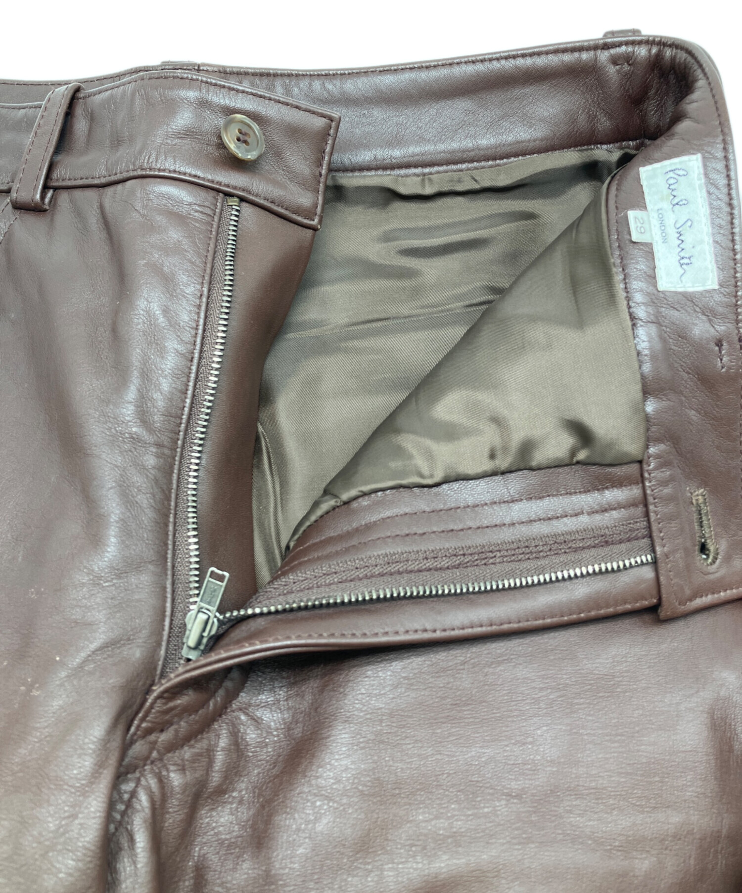 中古・古着通販】PAUL SMITH (ポールスミス) レザーパンツ ブラウン