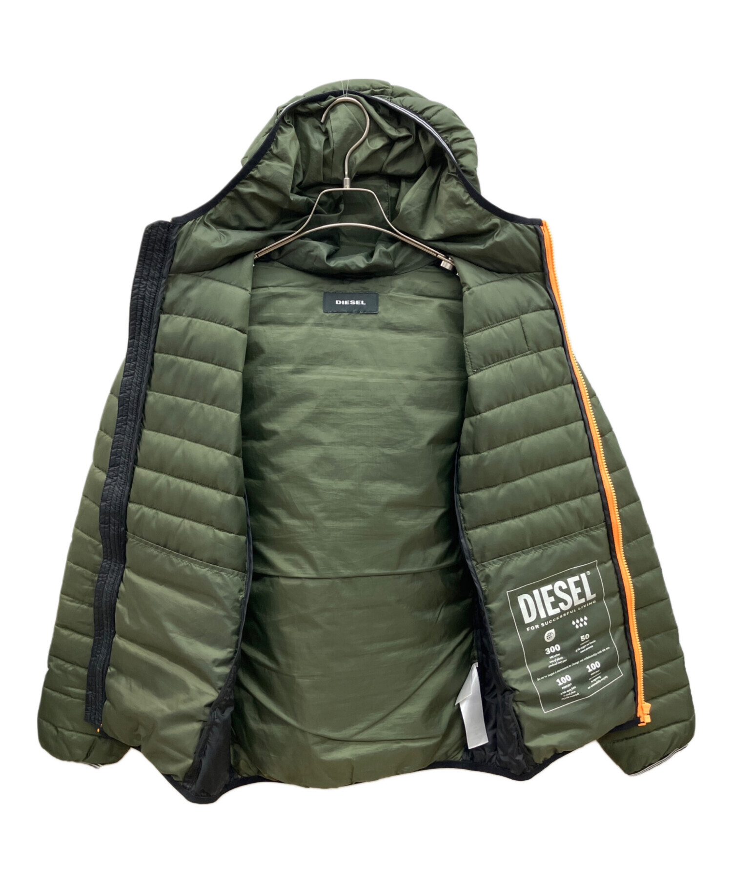 中古・古着通販】DIESEL (ディーゼル) 中綿ジャケット カーキ×ブラック