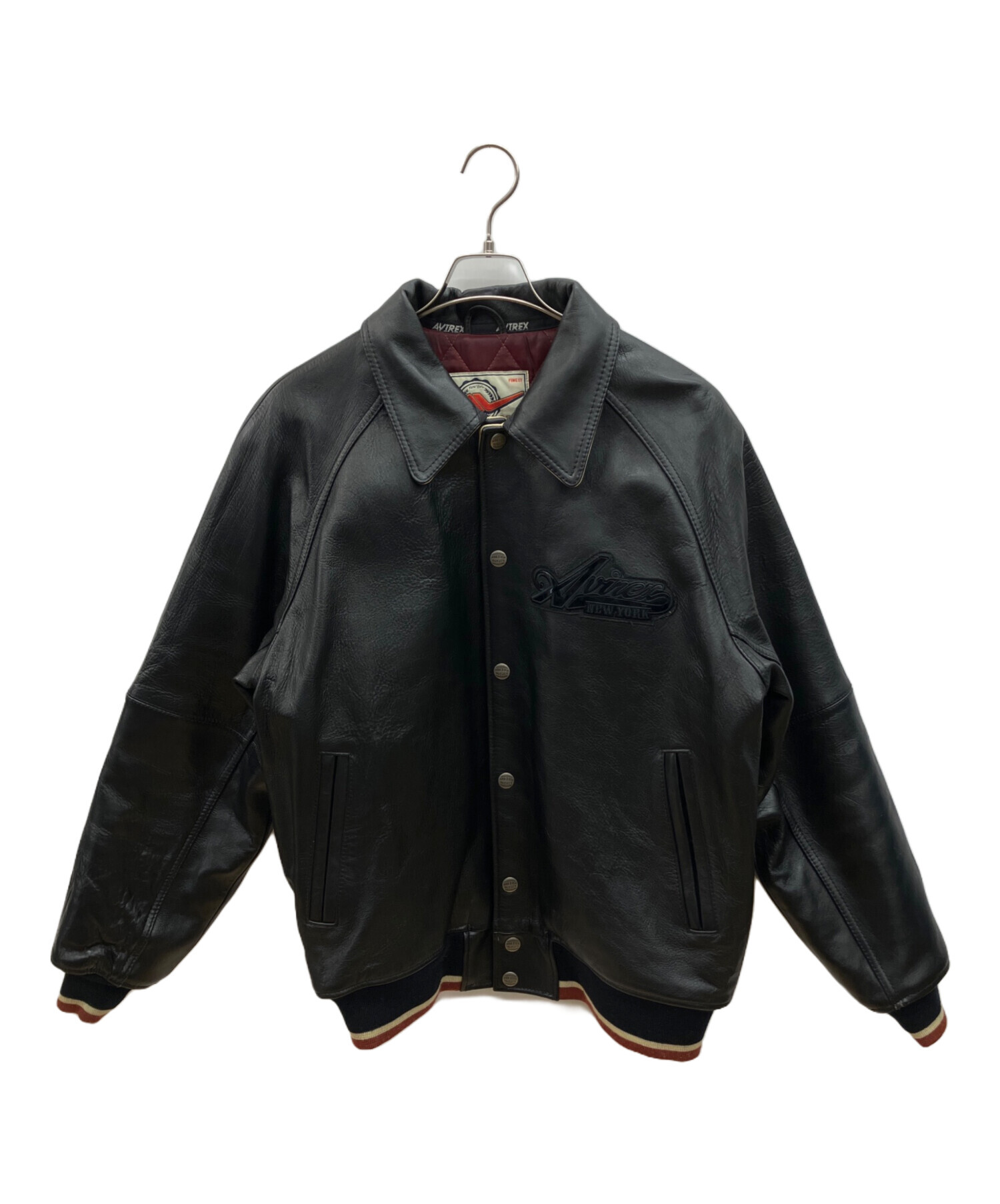 avirex レザージャケット ラムレザー エンボス パッチ ヴィンテージ加工 avirex レザージャケット ラムレザー エンボス パッチ ヴィンテージ