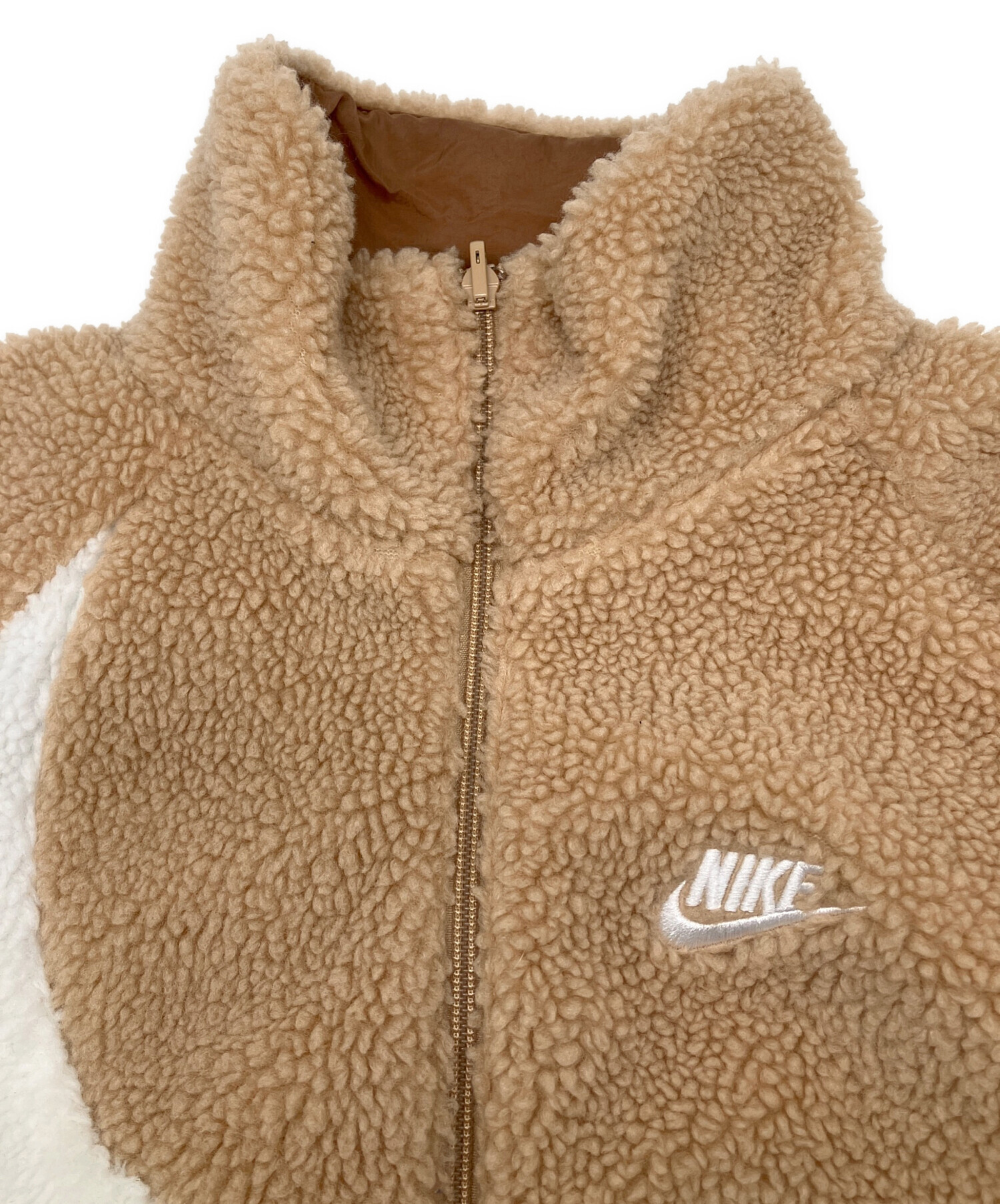 中古・古着通販】NIKE (ナイキ) ボアジャケット ベージュ×ホワイト 
