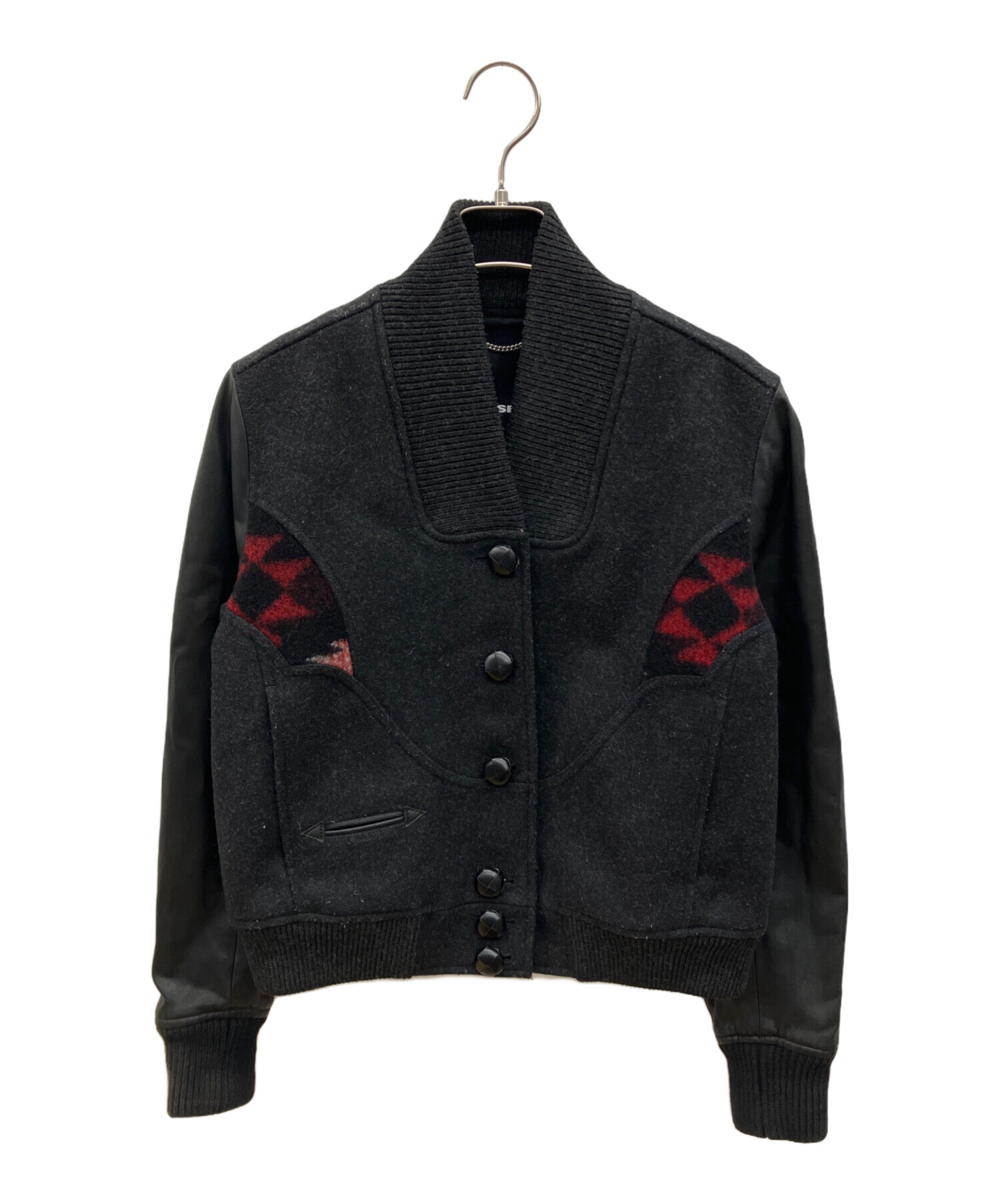 【DIESEL（ディーゼル）】スタジャン　レディース　S 中古・古着通販】DIESEL (ディーゼル) スタジャン グレー×レッド