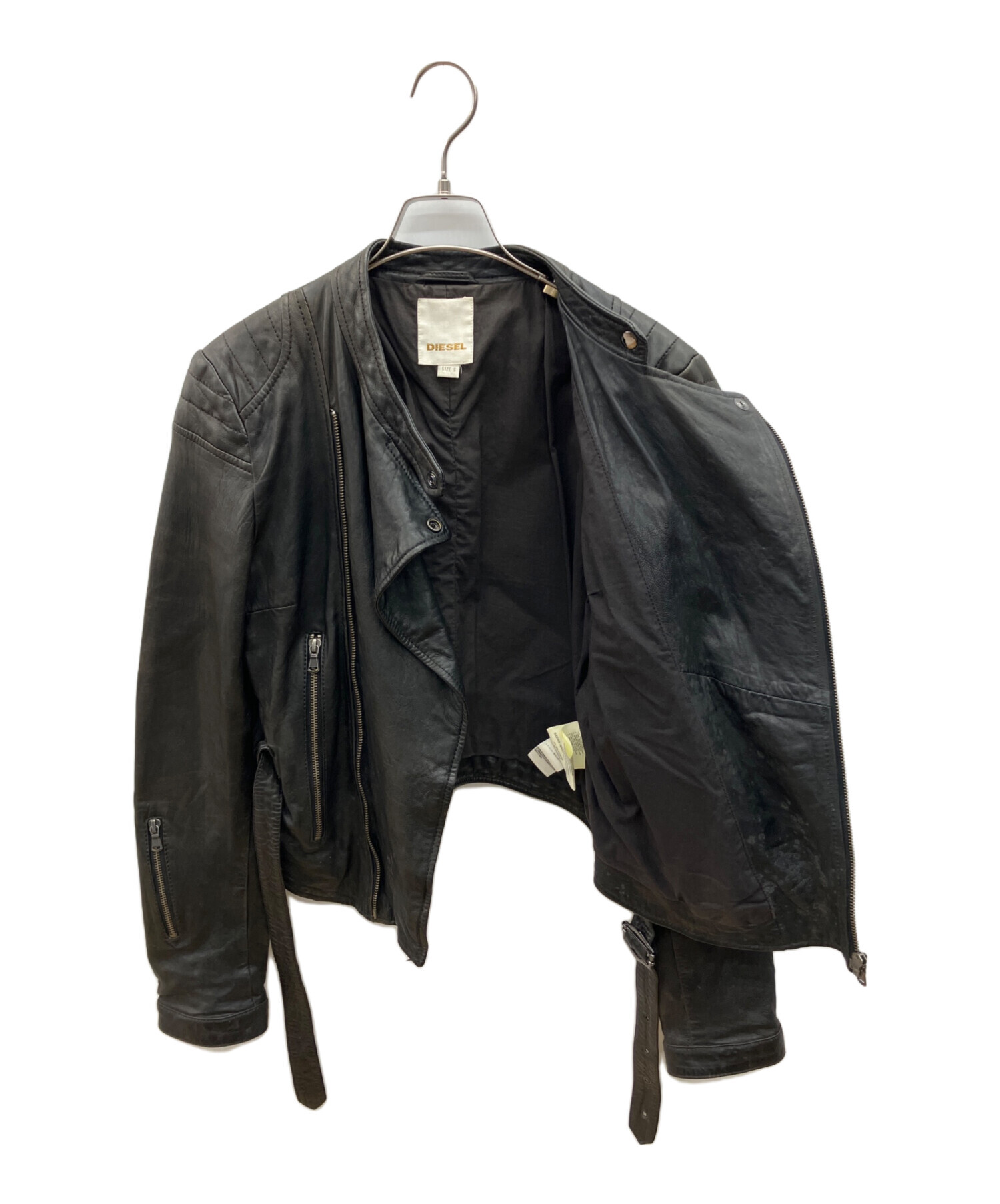 中古・古着通販】DIESEL (ディーゼル) レザーライダースジャケット