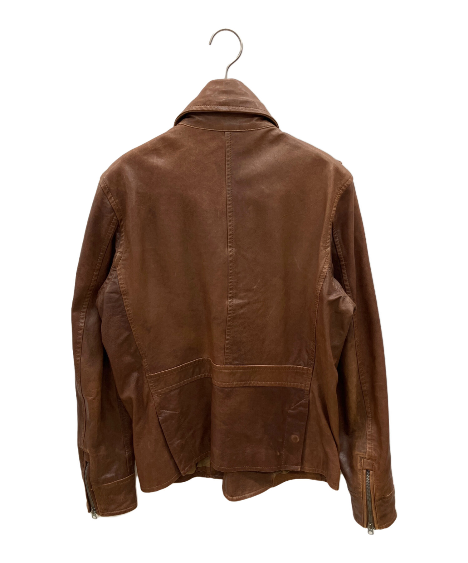 中古・古着通販】DIESEL (ディーゼル) ラムレザージャケット ブラウン