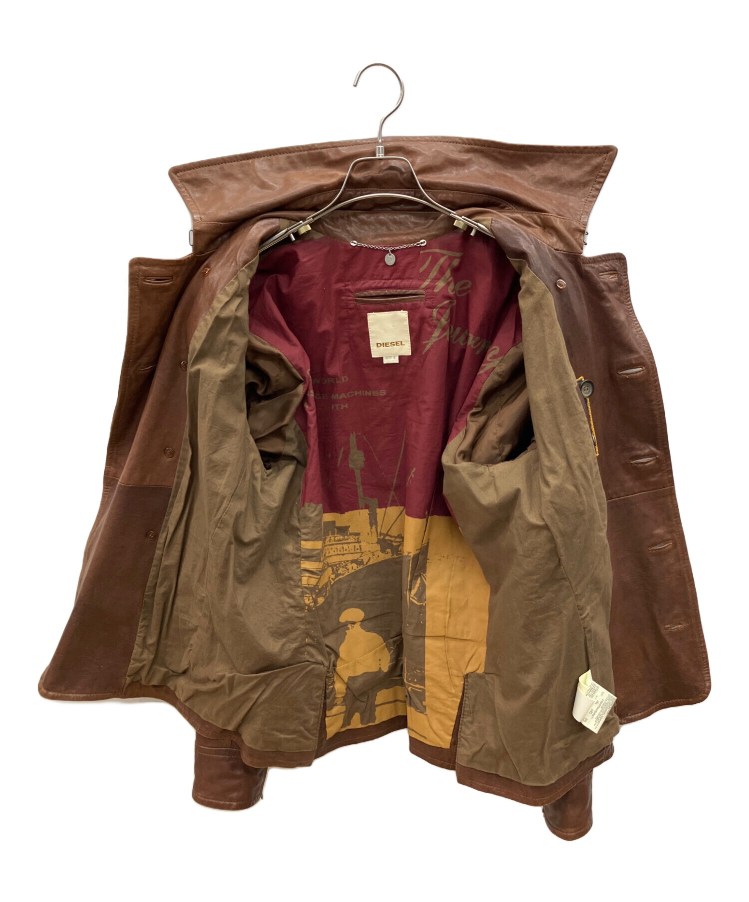 中古・古着通販】DIESEL (ディーゼル) ラムレザージャケット ブラウン