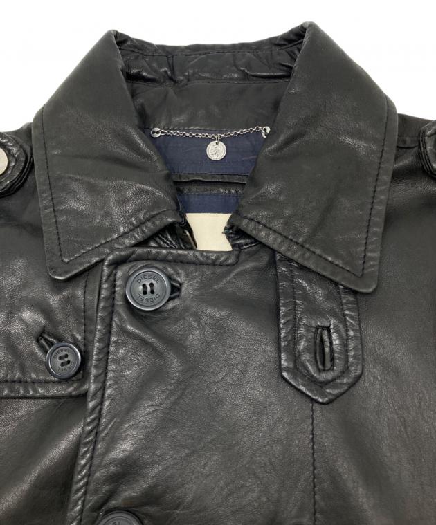 中古・古着通販】DIESEL (ディーゼル) ラムレザージャケット ブラック