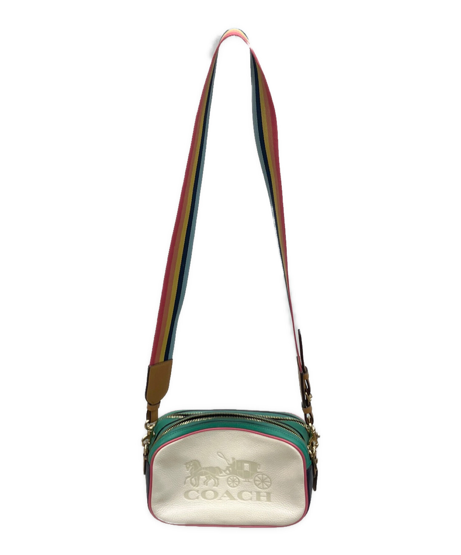 中古・古着通販】COACH (コーチ) ショルダーバッグ ホワイト×グリーン