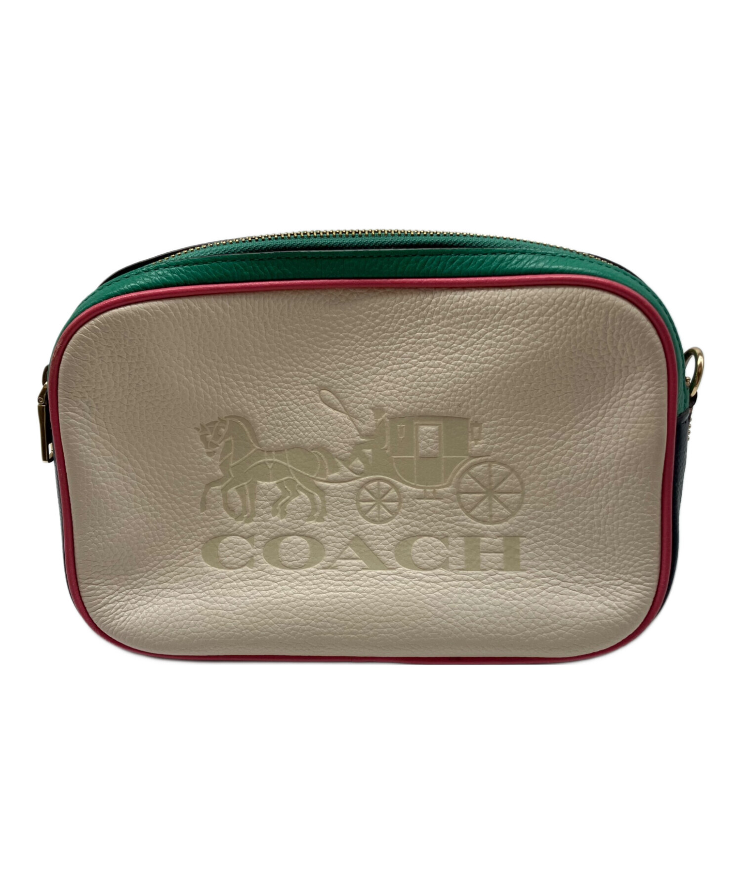 中古・古着通販】COACH (コーチ) ショルダーバッグ ホワイト×グリーン 
