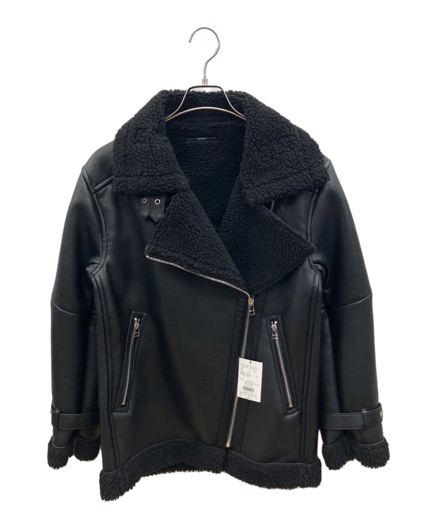 中古・古着通販】EMODA (エモダ) フェイクレザージャケット ブラック