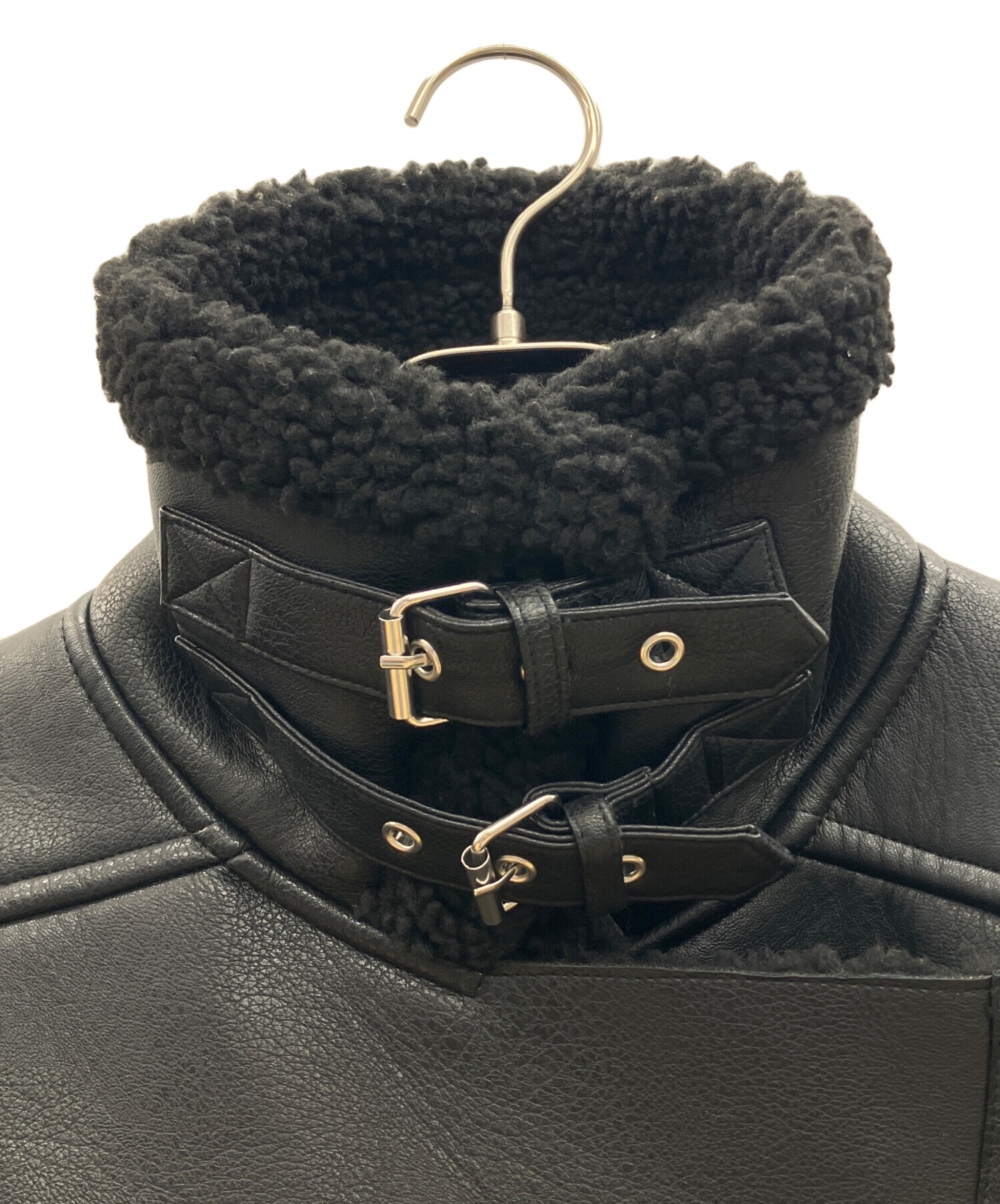 中古・古着通販】EMODA (エモダ) フェイクレザージャケット ブラック